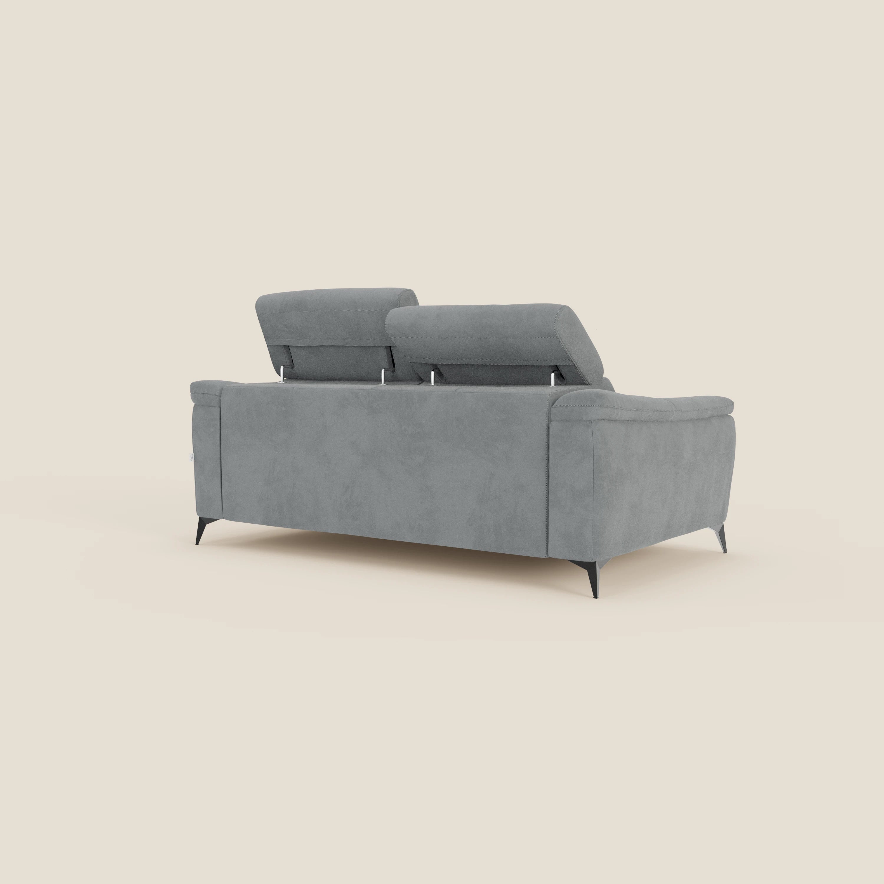 Arcos 3-Sitzer-Sofa – hohe Füße und verstellbare Kopfstützen aus wasserabweisender Mikrofaser T11 grau