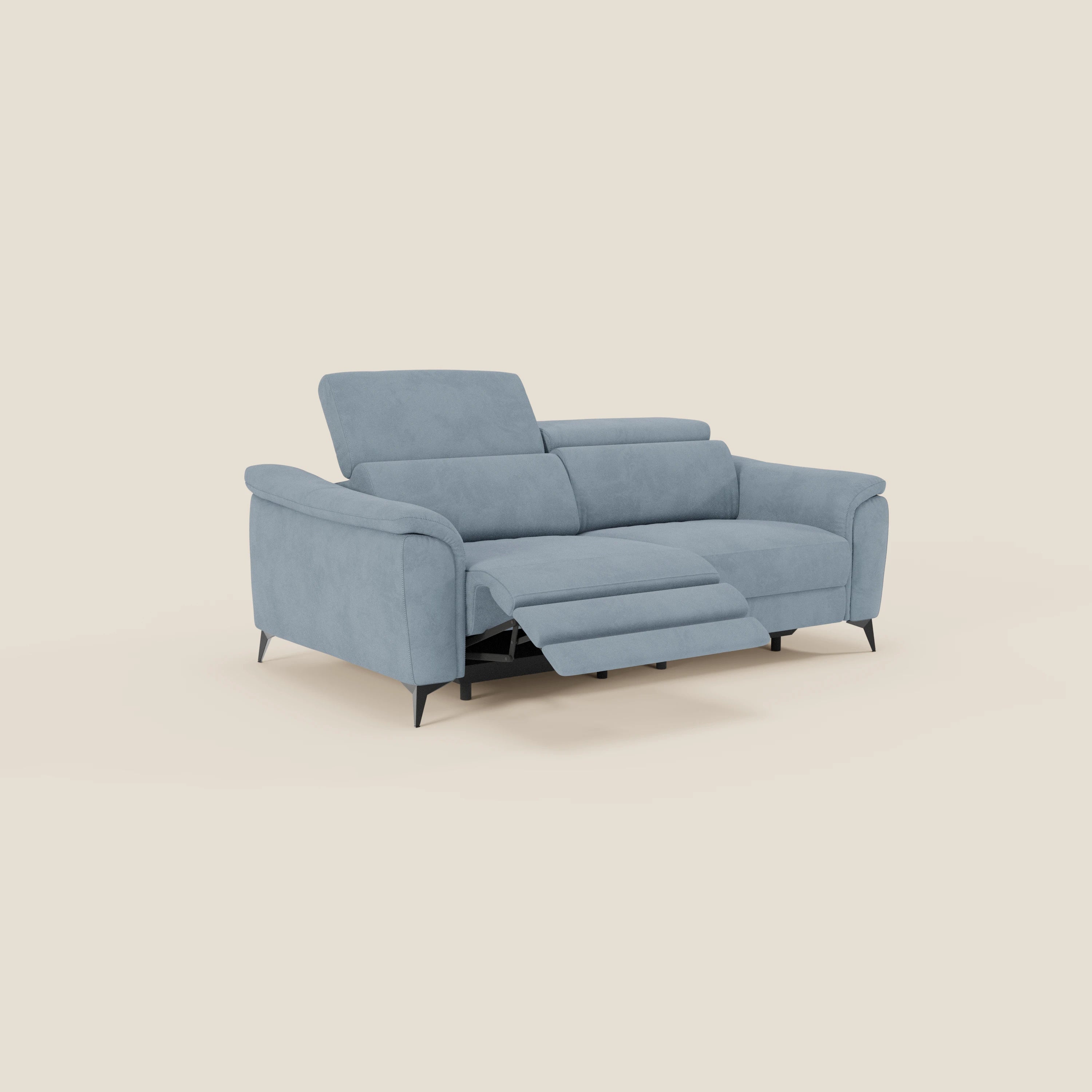 Arcos 3-Sitzer-Sofa – hohe Füße und verstellbare Kopfstützen aus wasserabweisender Mikrofaser T11 baby blau