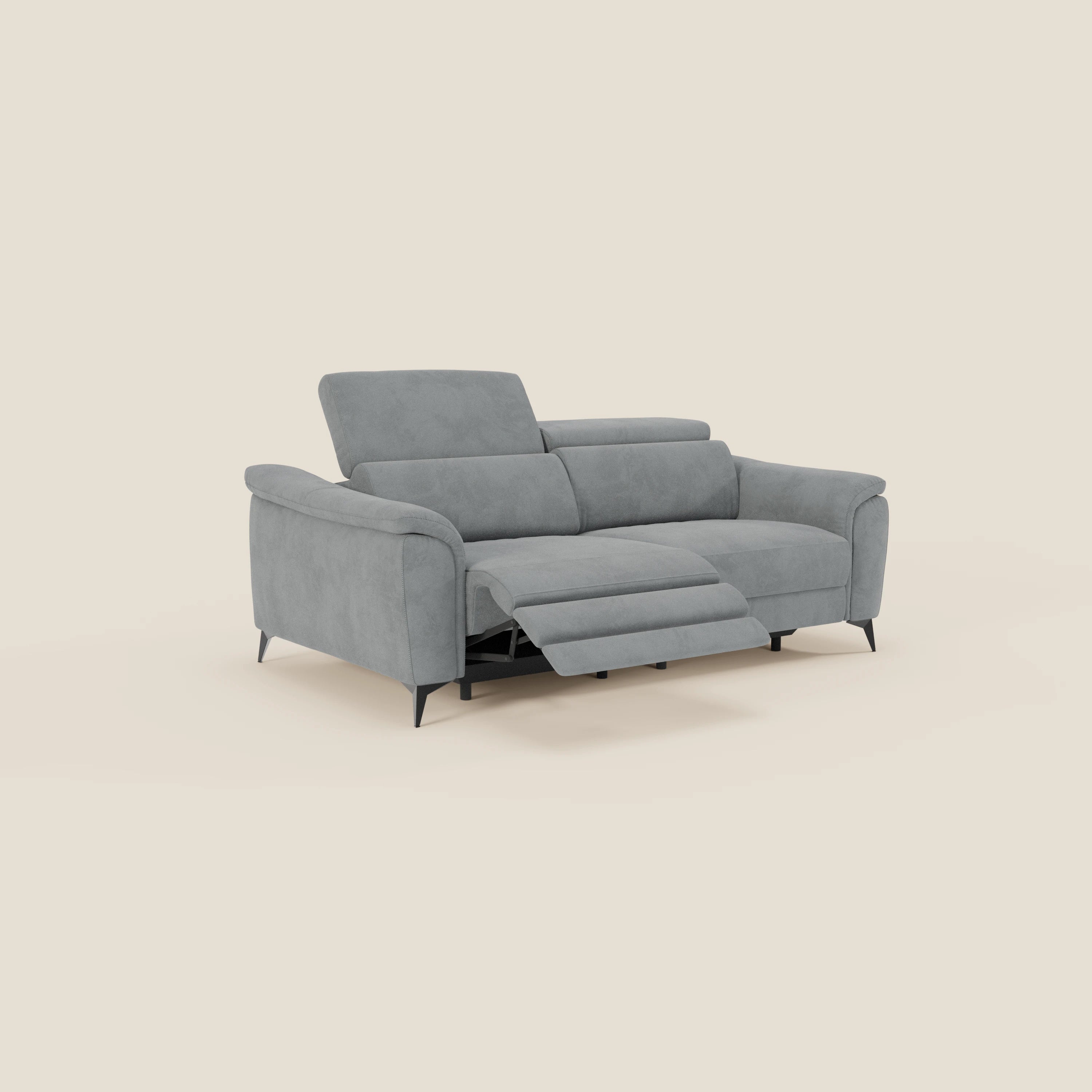 Arcos 3-Sitzer-Sofa – hohe Füße und verstellbare Kopfstützen aus wasserabweisender Mikrofaser T11 grau