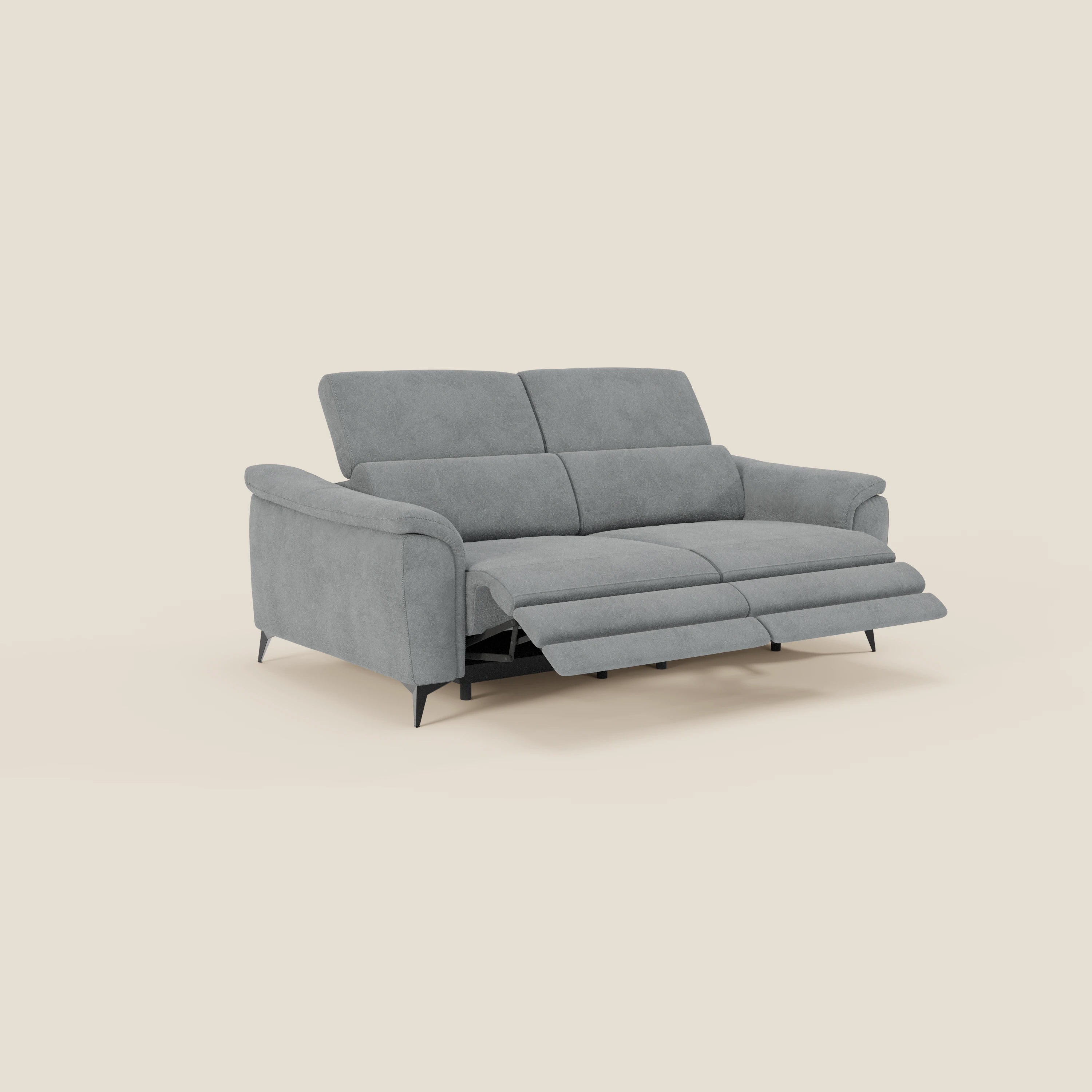 Arcos 3-Sitzer-Sofa – hohe Füße und verstellbare Kopfstützen aus wasserabweisender Mikrofaser T11 grau