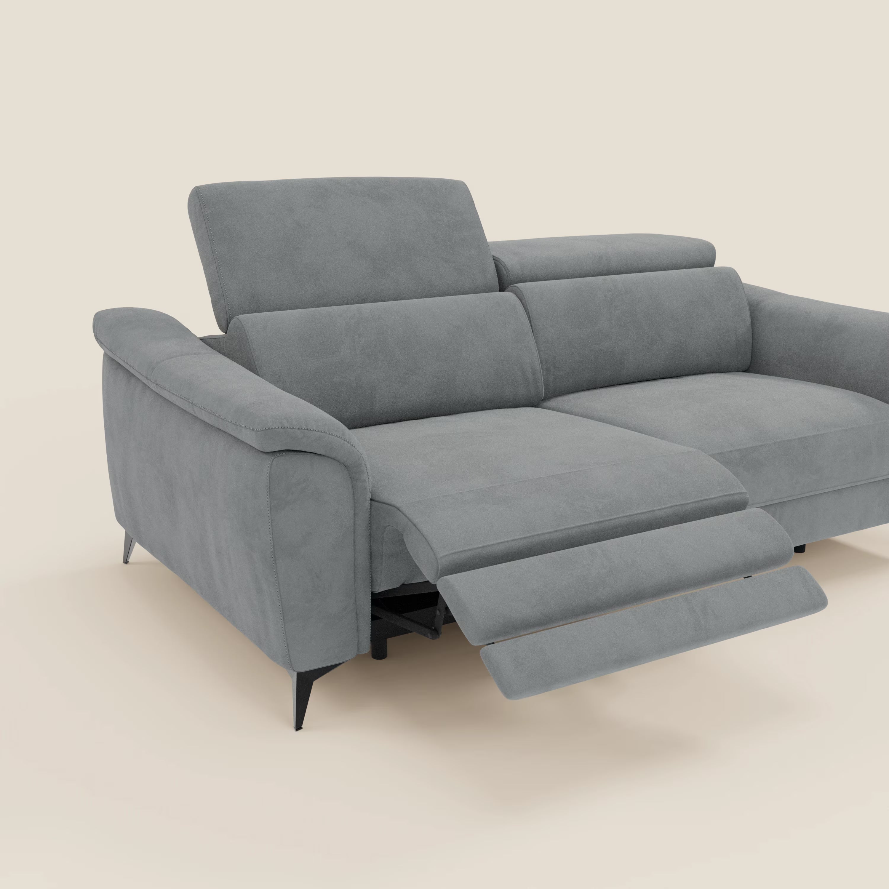 Arcos 3-Sitzer-Sofa – hohe Füße und verstellbare Kopfstützen aus wasserabweisender Mikrofaser T11 grau