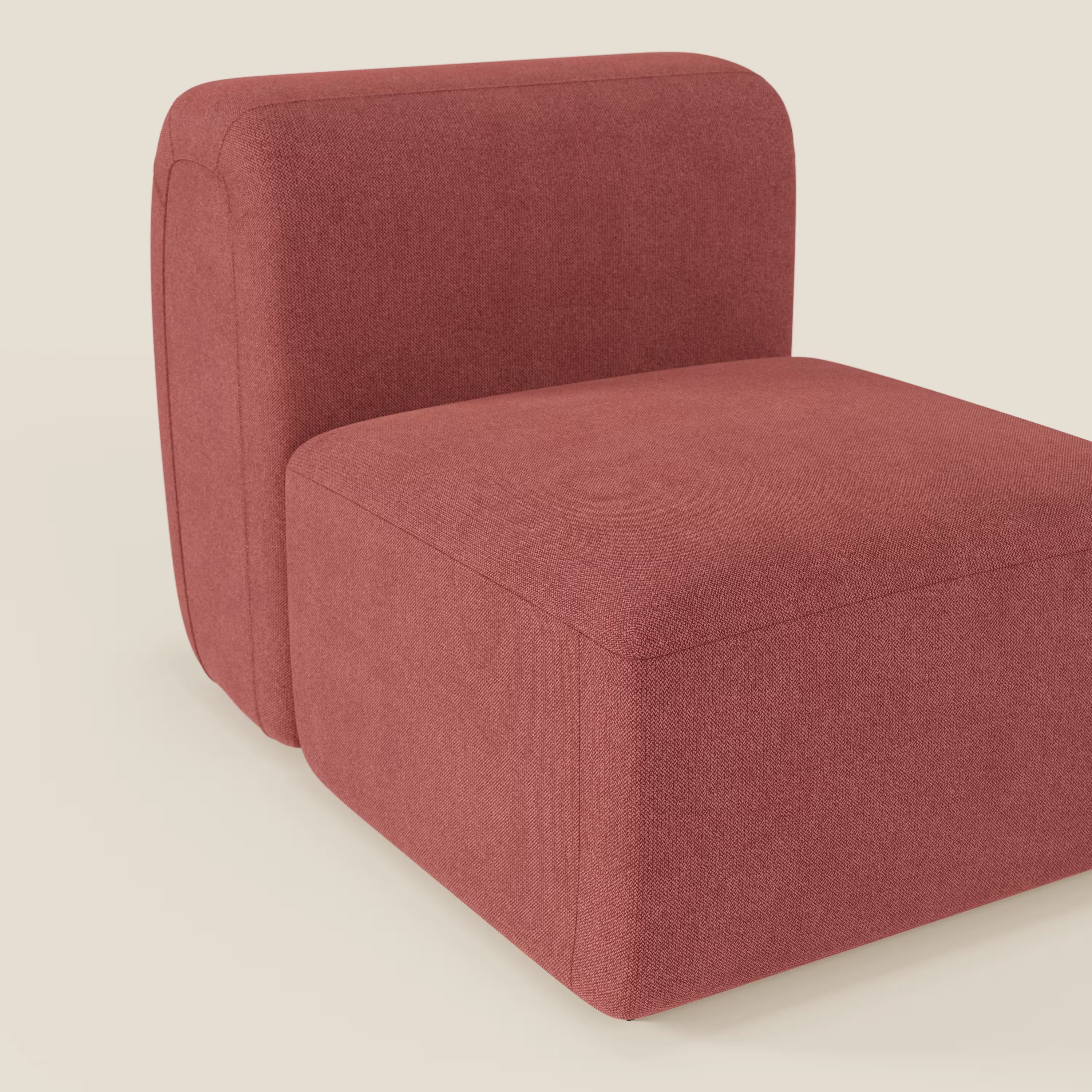 Il BonBon modulo centrale 70 cm di Divani.Store è una poltrona componibile senza bracciolo, stile minimalista a cubo, in tessuto smacchiabile T23 rosso ciliegia, con seduta spessa e schienale alto dai profili morbidi.