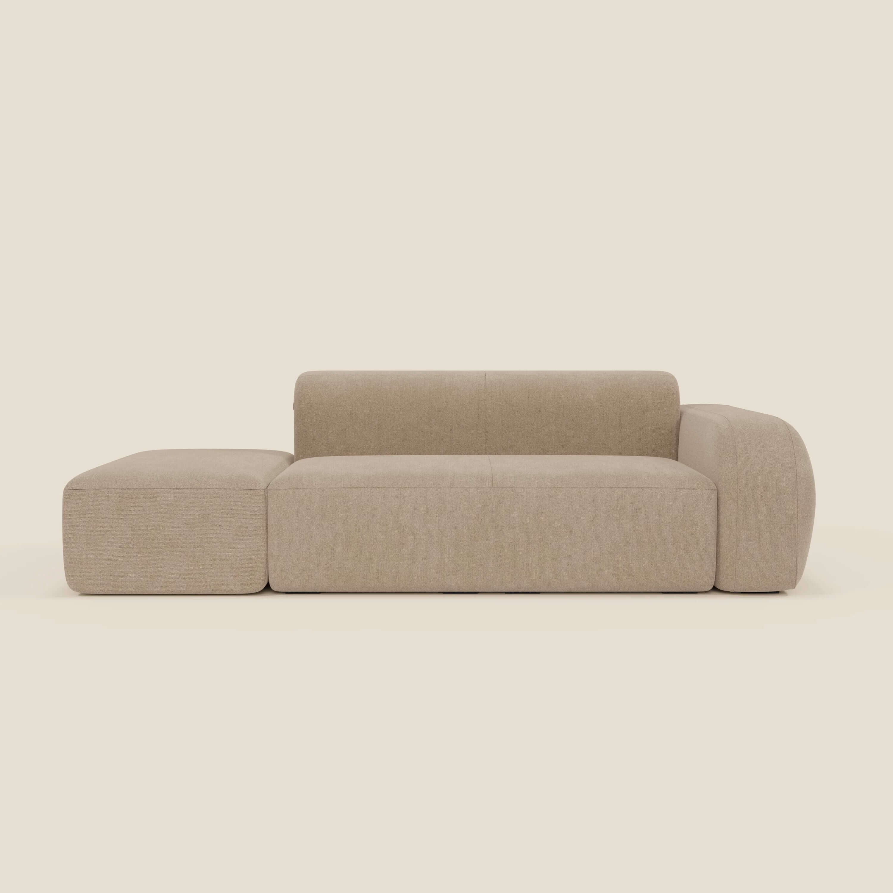 BonBon Modulares Sofa – Komposition mit Endhocker aus abwaschbarem Stoff T23 beige