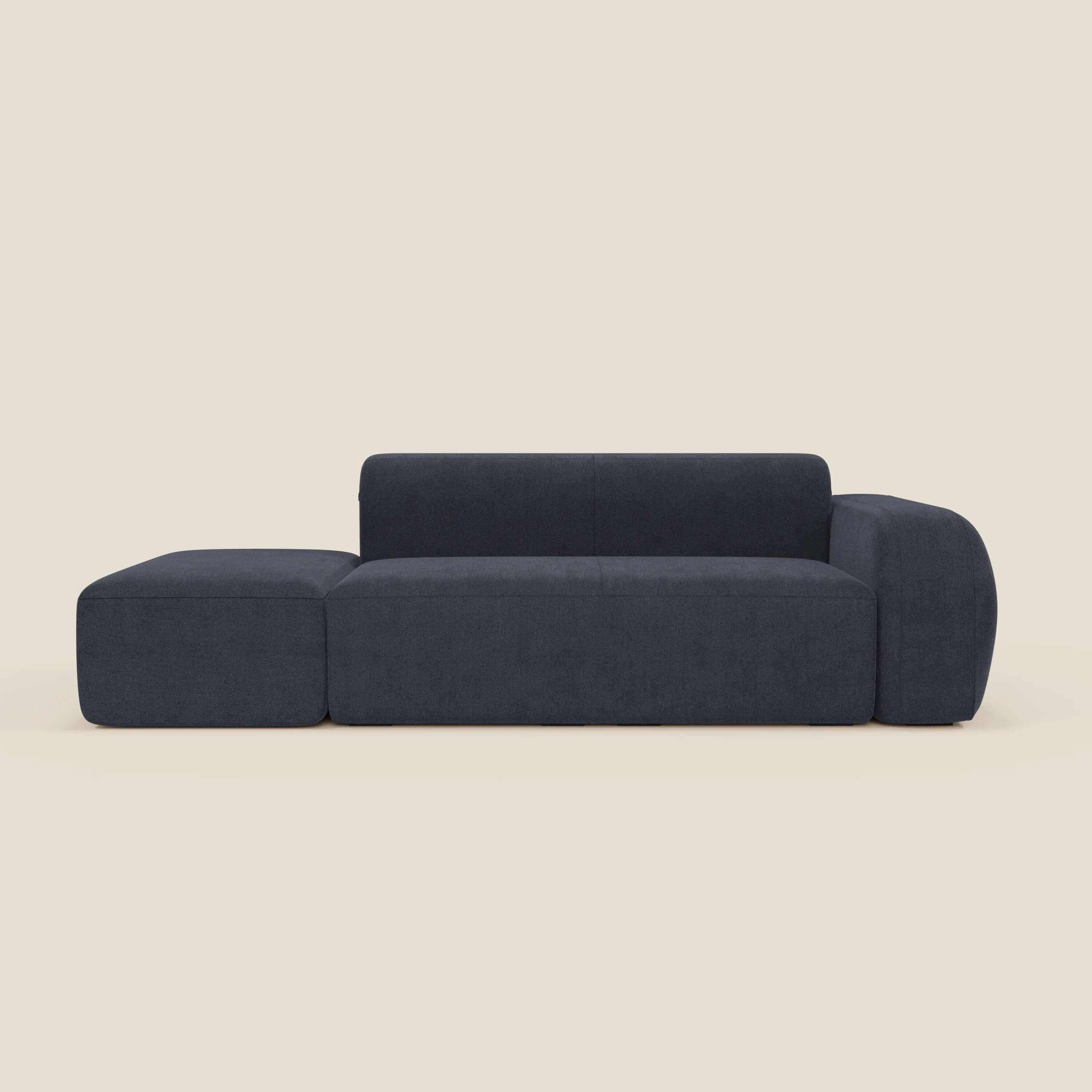 BonBon Modulares Sofa – Komposition mit Endhocker aus abwaschbarem Stoff T23 schieferblau