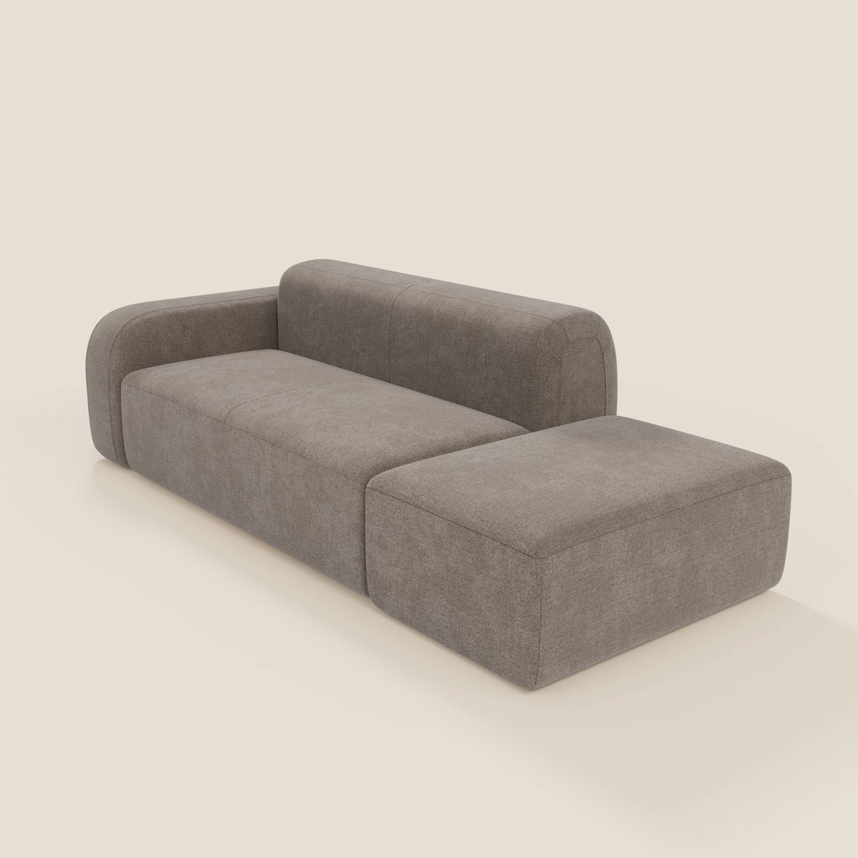 BonBon Modulares Sofa – Komposition mit Endhocker aus abwaschbarem Stoff T23 taupe