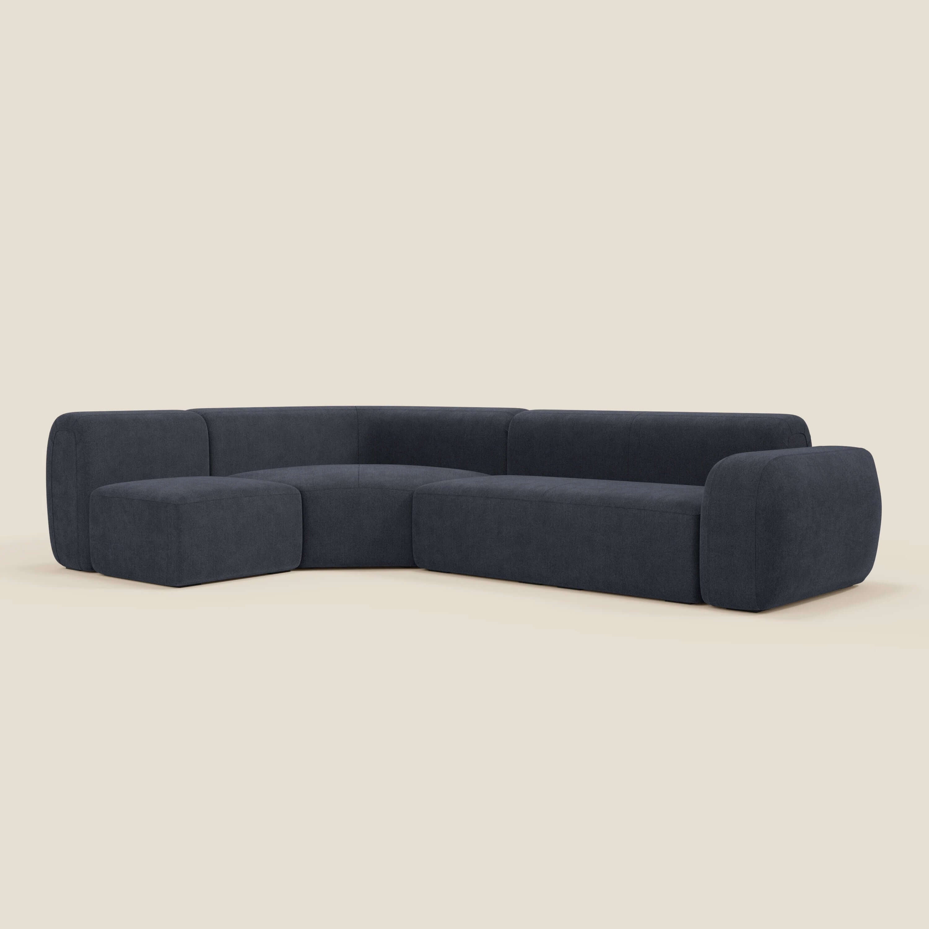 BonBon Ecksofa, modular und kombinierbar – abwaschbarer Stoff T23 schieferblau