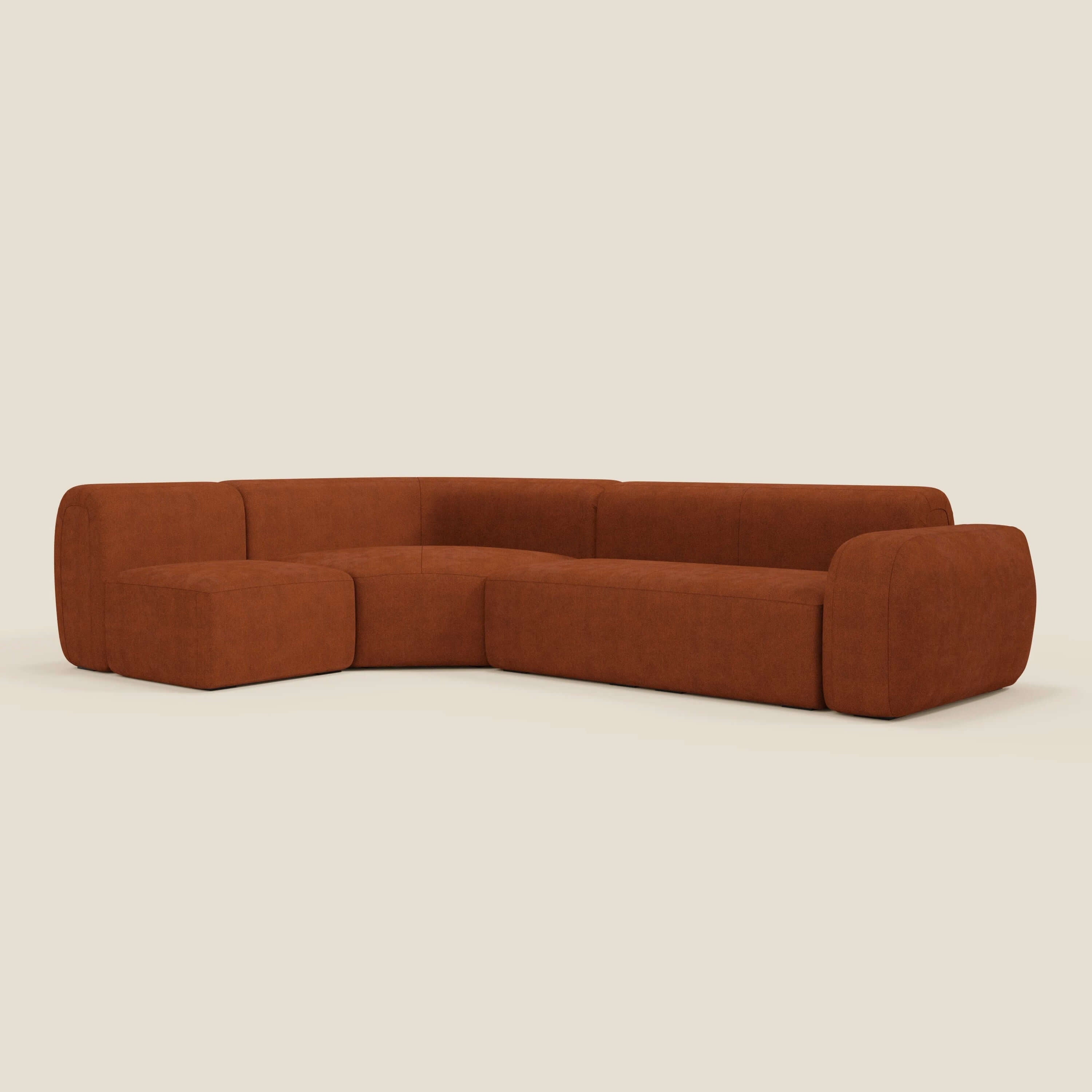 BonBon Ecksofa, modular und kombinierbar – abwaschbarer Stoff T23 rostrot