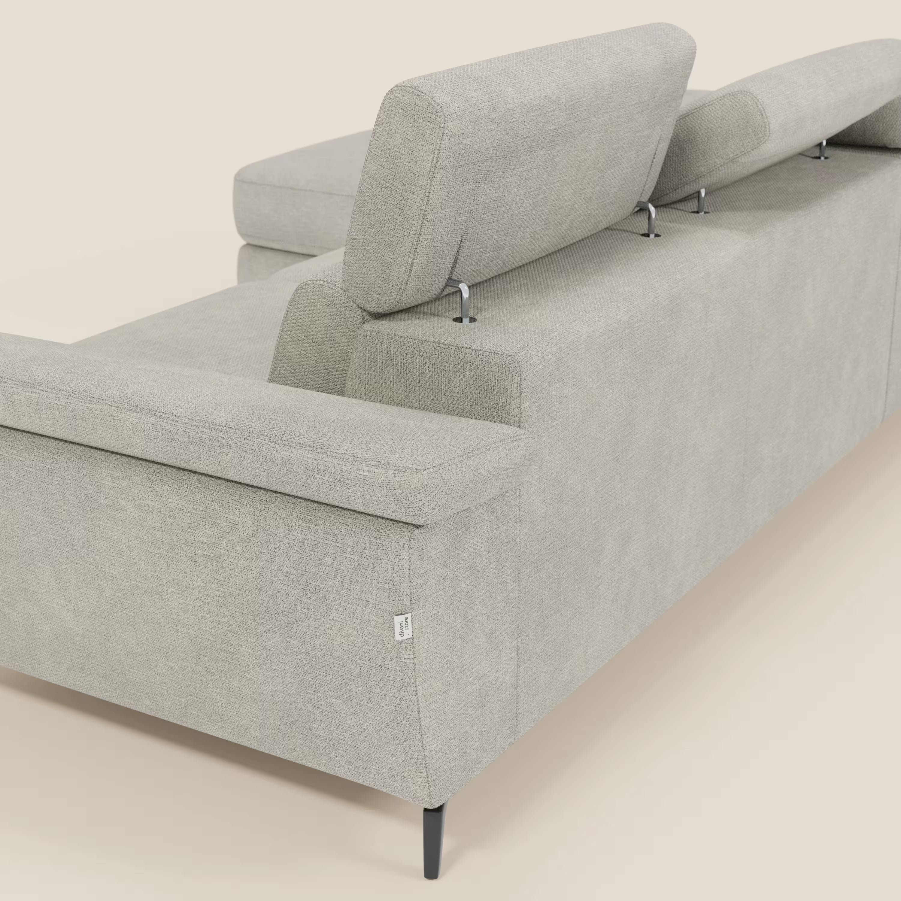 Estro Ausziehbares Sofa mit Chaiselongue und verstellbaren Kopfstützen aus wasserfestem Stoff T14 creme
