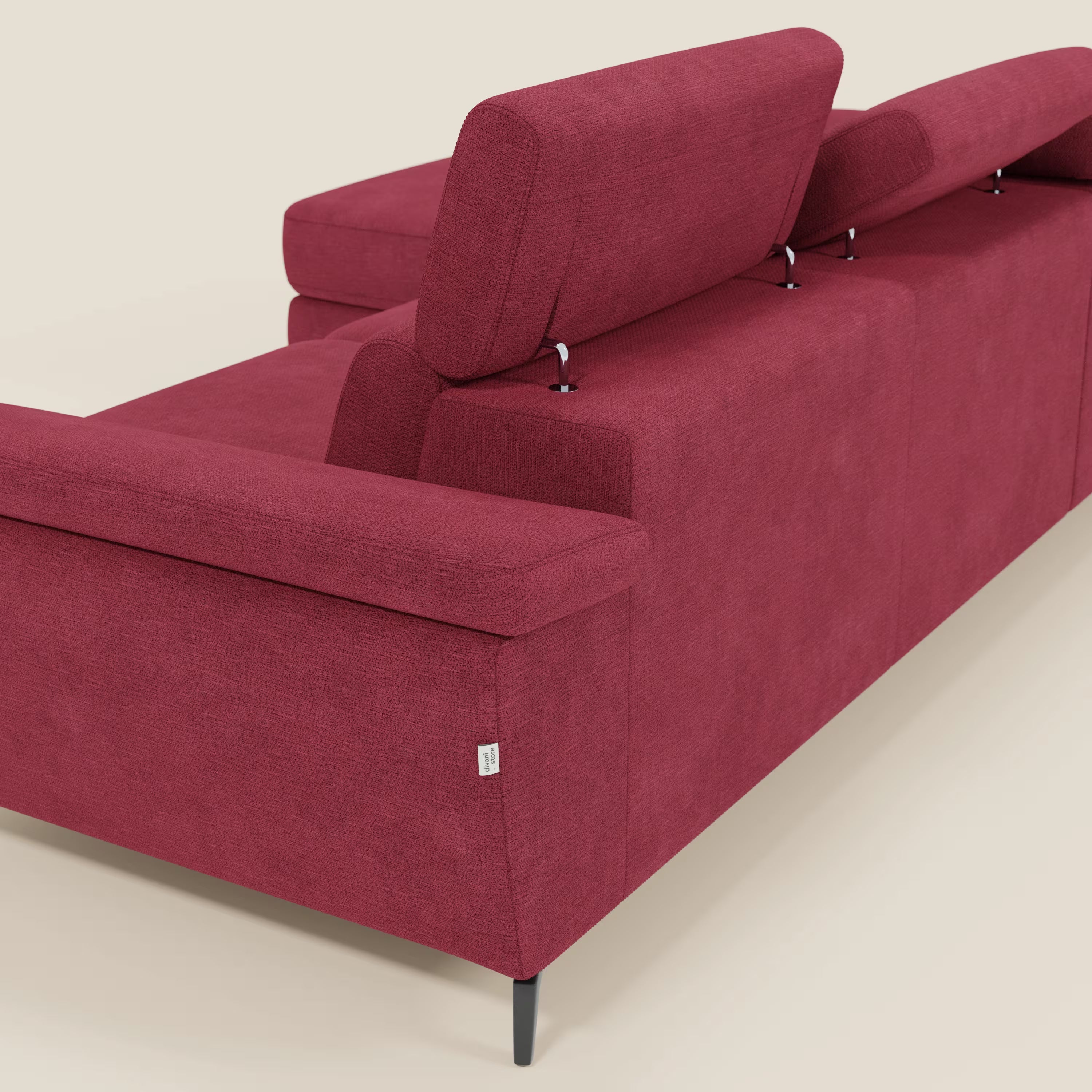 Estro Ausziehbares Sofa mit Chaiselongue und verstellbaren Kopfstützen aus wasserfestem Stoff T14 rot