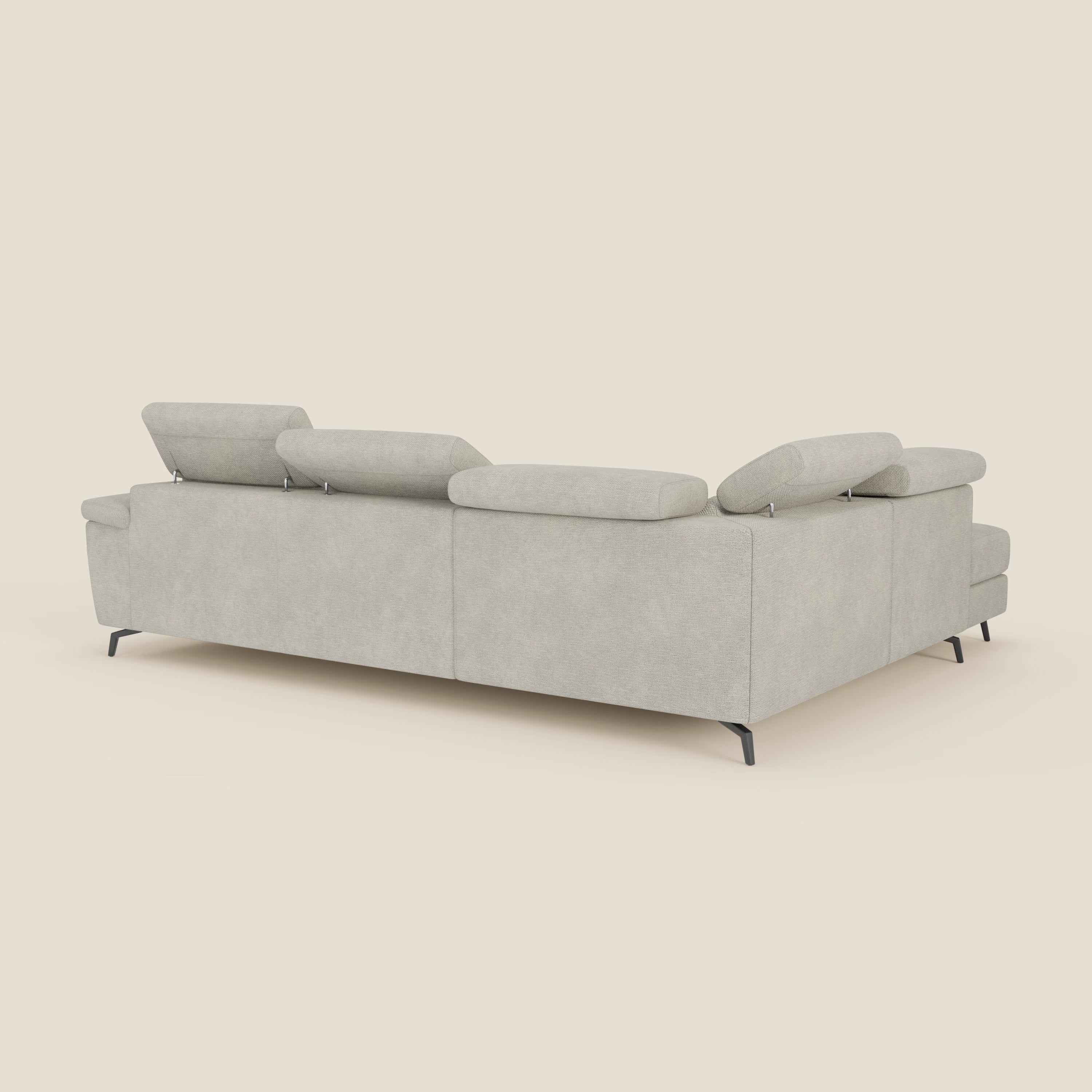 Estro Ecksofa mit Ausziehfunktion – verstellbare Kopfstützen aus wasserfestem Stoff T14