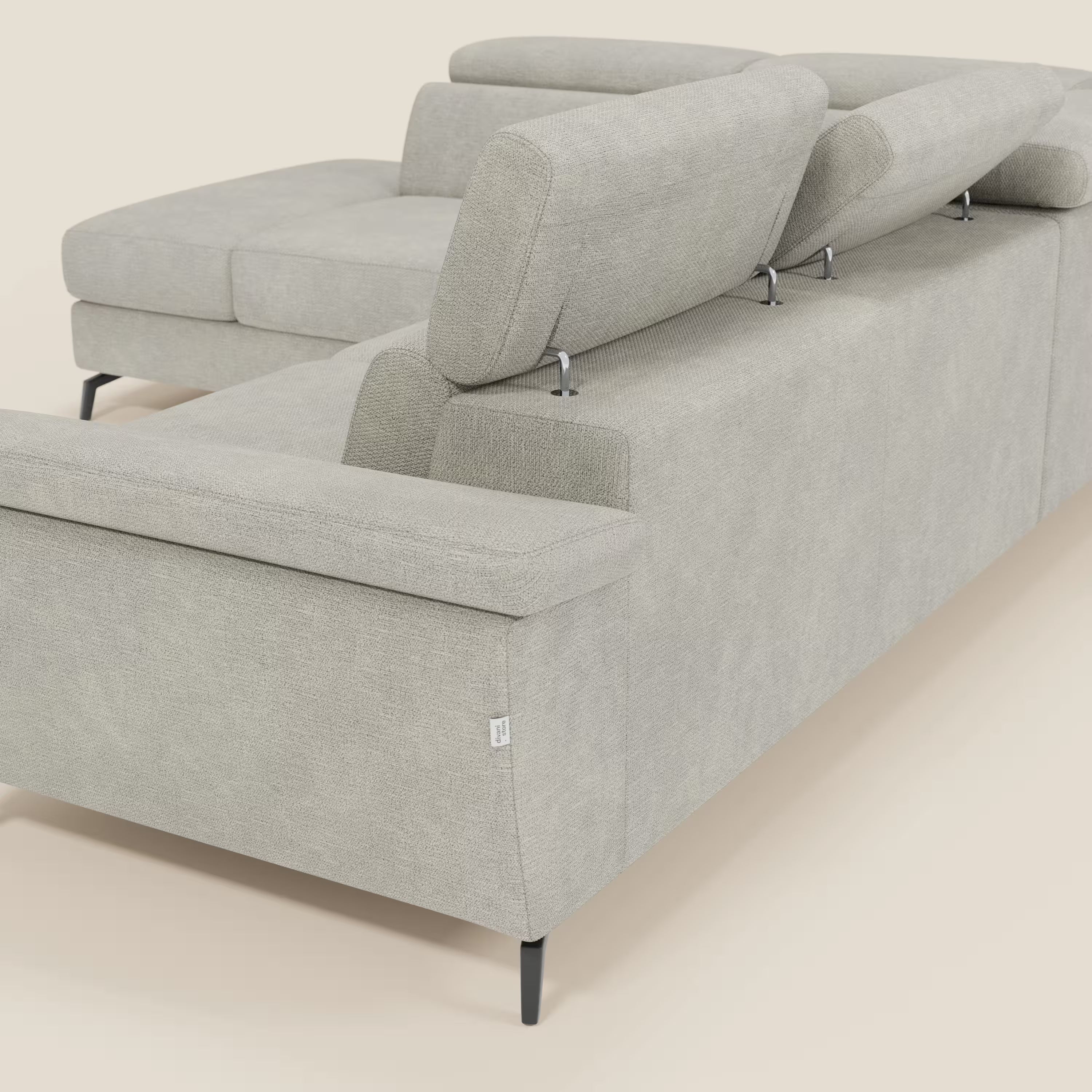 Estro Ecksofa mit Ausziehfunktion – verstellbare Kopfstützen aus wasserfestem Stoff T14