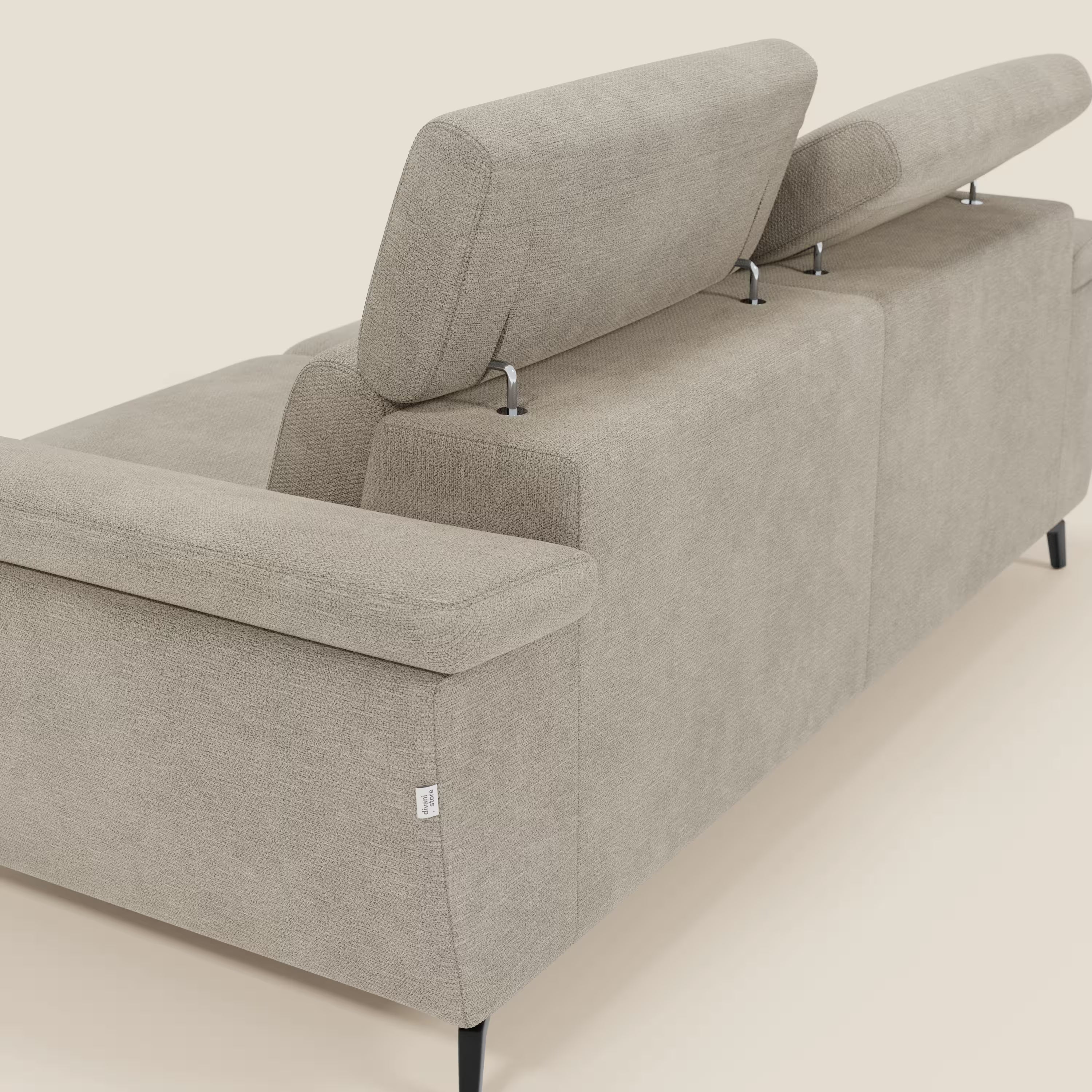 Estro 3-Sitzer-Sofa mit herausnehmbarem Hocker – verstellbare Kopfstützen aus wasserfester Stoff T14 beige