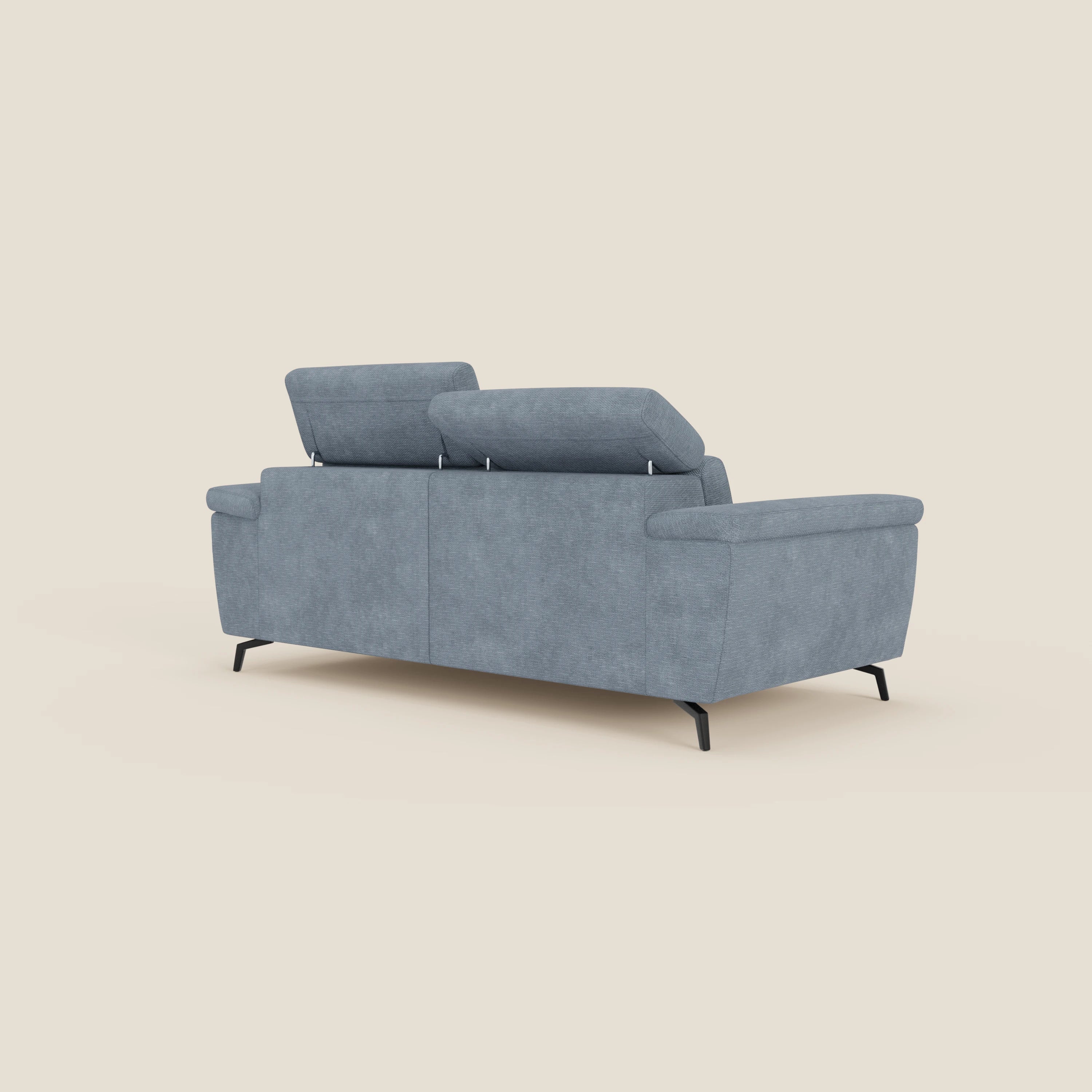 Estro 3-Sitzer-Sofa mit herausnehmbarem Hocker – verstellbare Kopfstützen aus wasserfester Stoff T14 baby blau