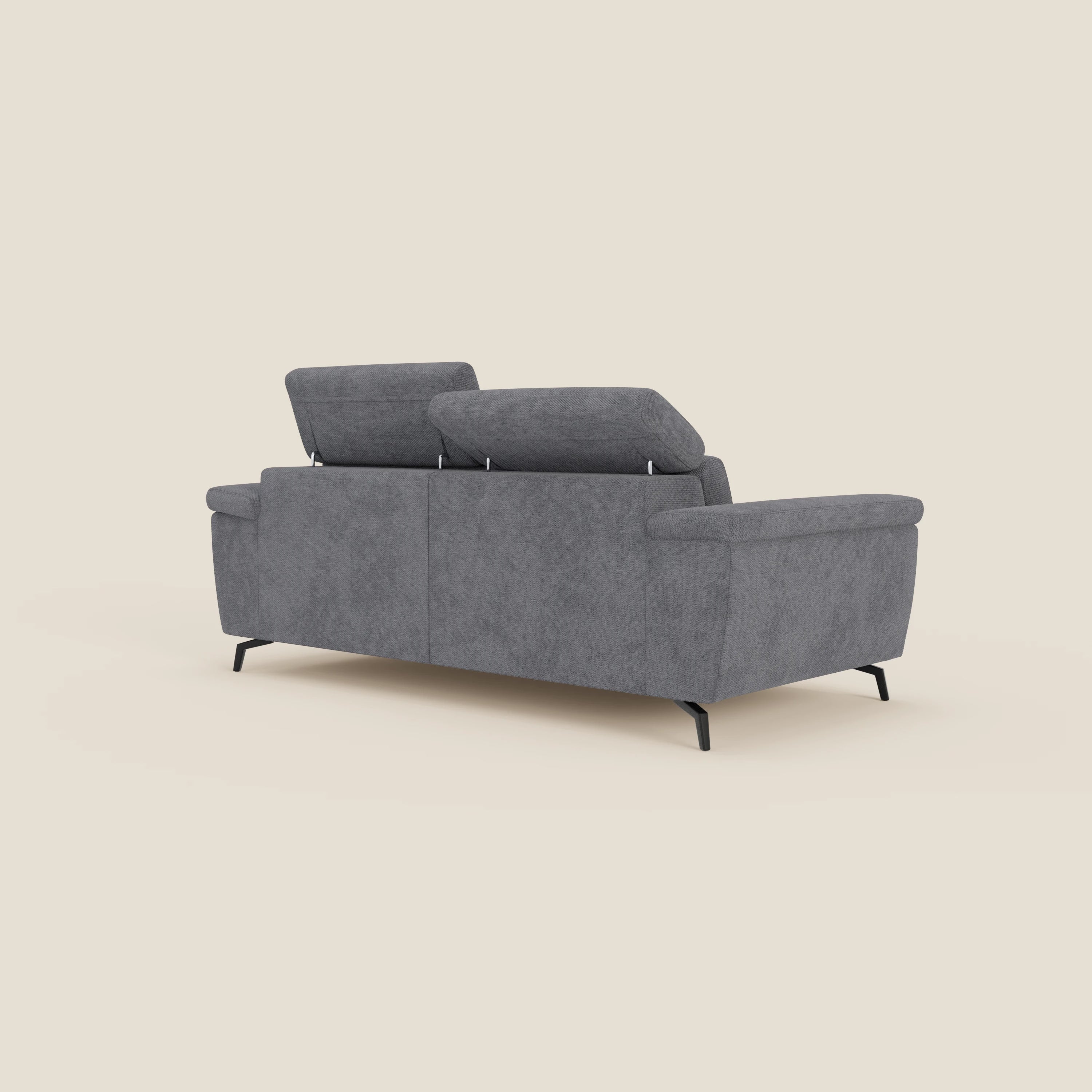 Estro 3-Sitzer-Sofa mit herausnehmbarem Hocker – verstellbare Kopfstützen aus wasserfester Stoff T14 grau