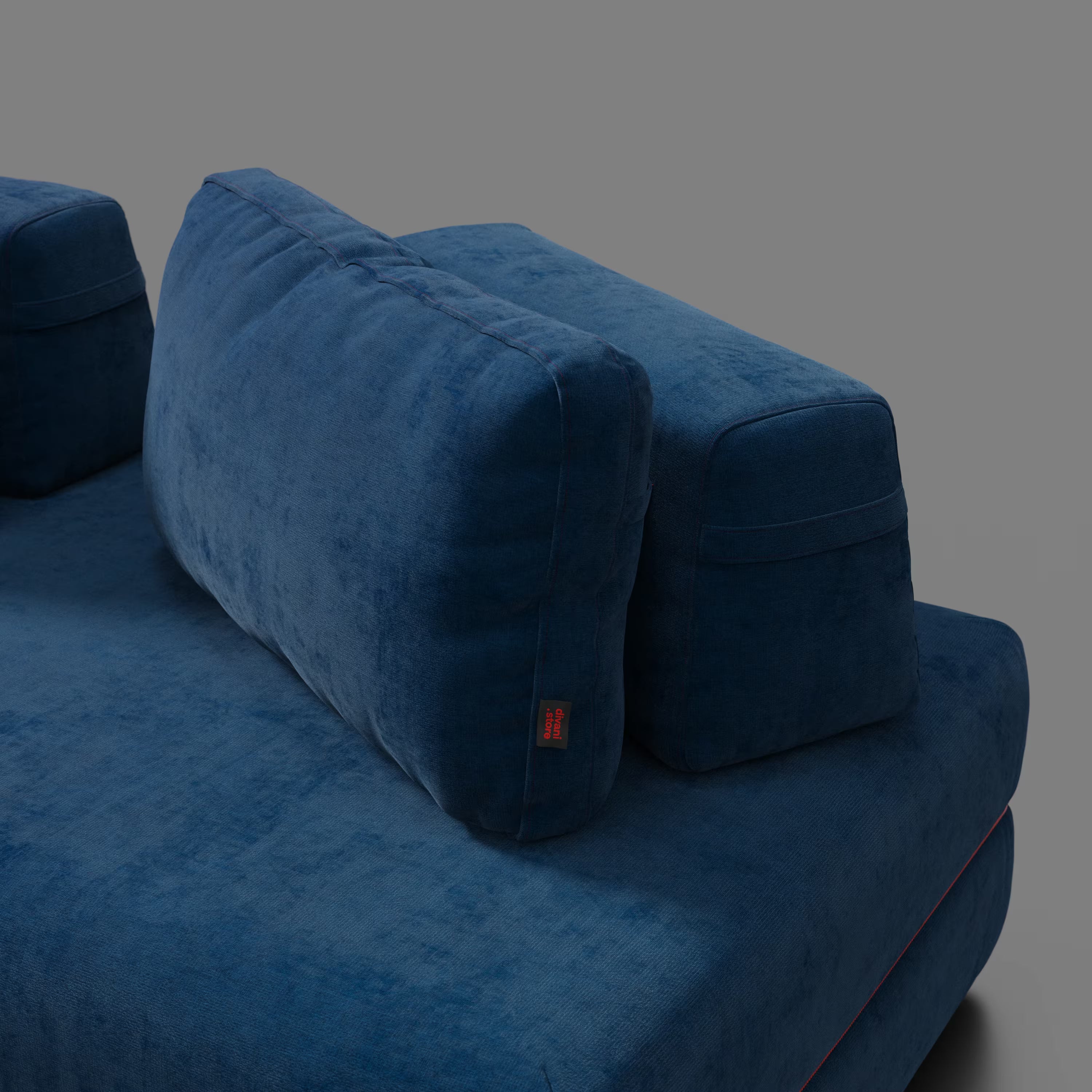 Rift Schlafsofa STRANGER THINGS Edition 2-Sitzer und 3-Sitzer mit beweglichen Rückenlehnen – 22 cm hohe Matratze und Memory- Foam aus abwaschbarem Stoff blau
