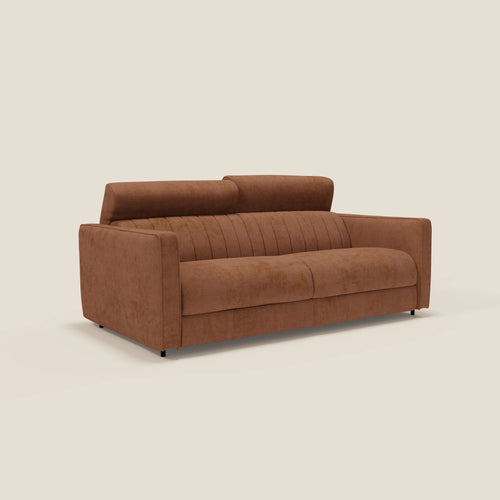 Nivon Divano letto moderno materasso H16 cm con poggiatesta in tessuto impermeabile T25 arancione bruciato - divani.store