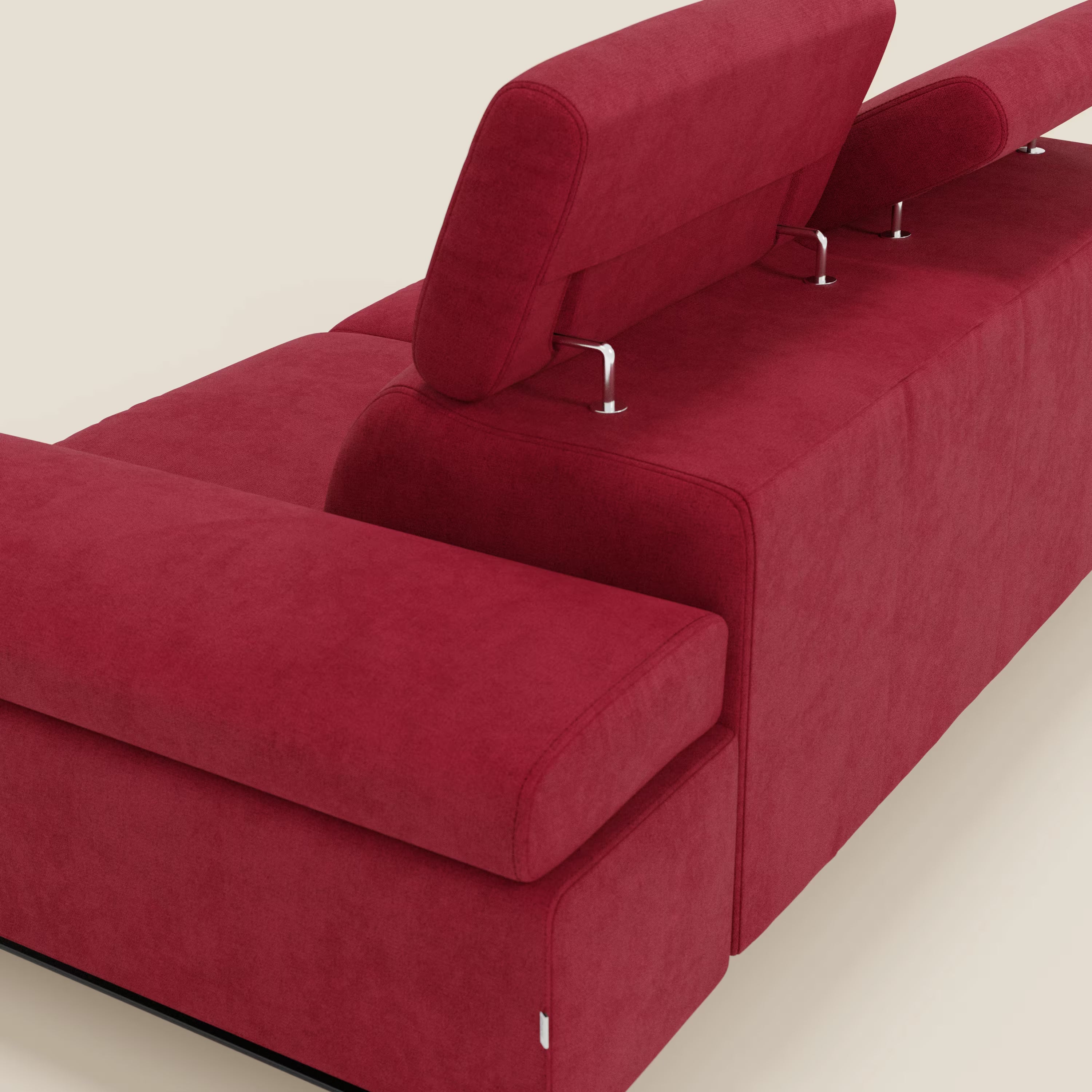 Zayana 3-Sitzer-Sofa mit ausziehbarem Element – verstellbare Armlehnen und Kopfstützen aus wasserfestem Stoff T02 rot
