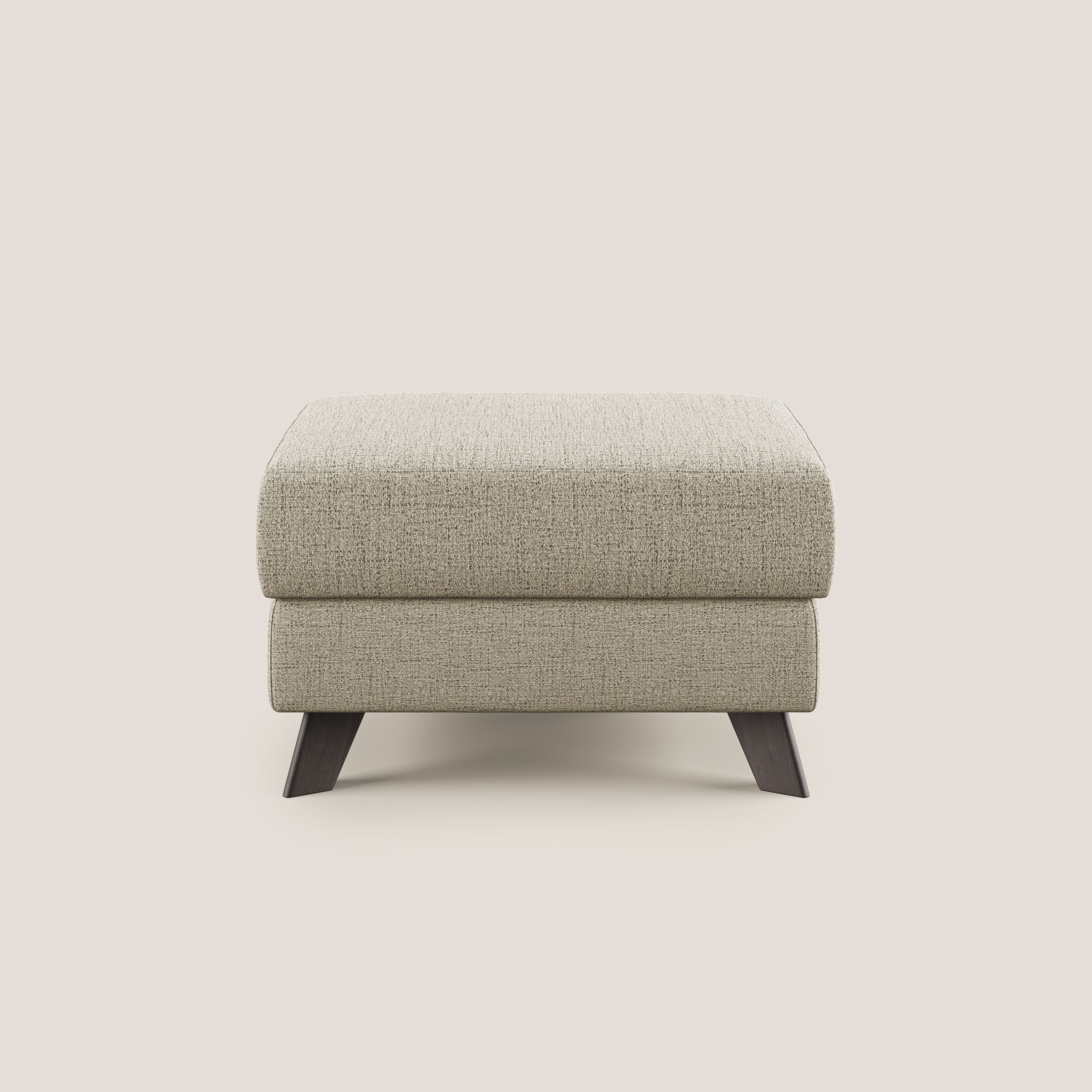 Moon Pouf contenitore e piedini alti in tessuto morbido impermeabile fiammato T03 beige - divani.store