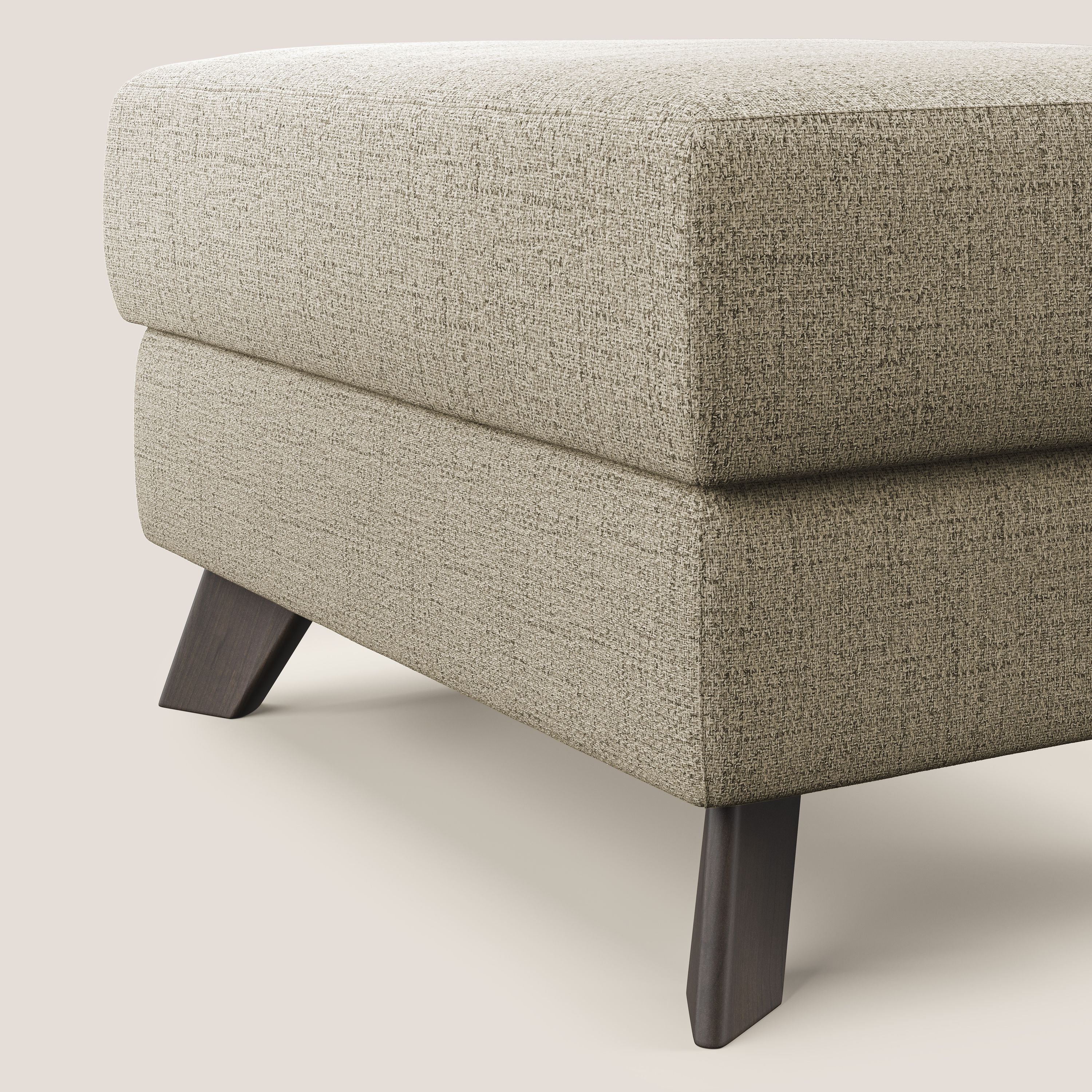 Moon Pouf contenitore e piedini alti in tessuto morbido impermeabile fiammato T03 beige - divani.store