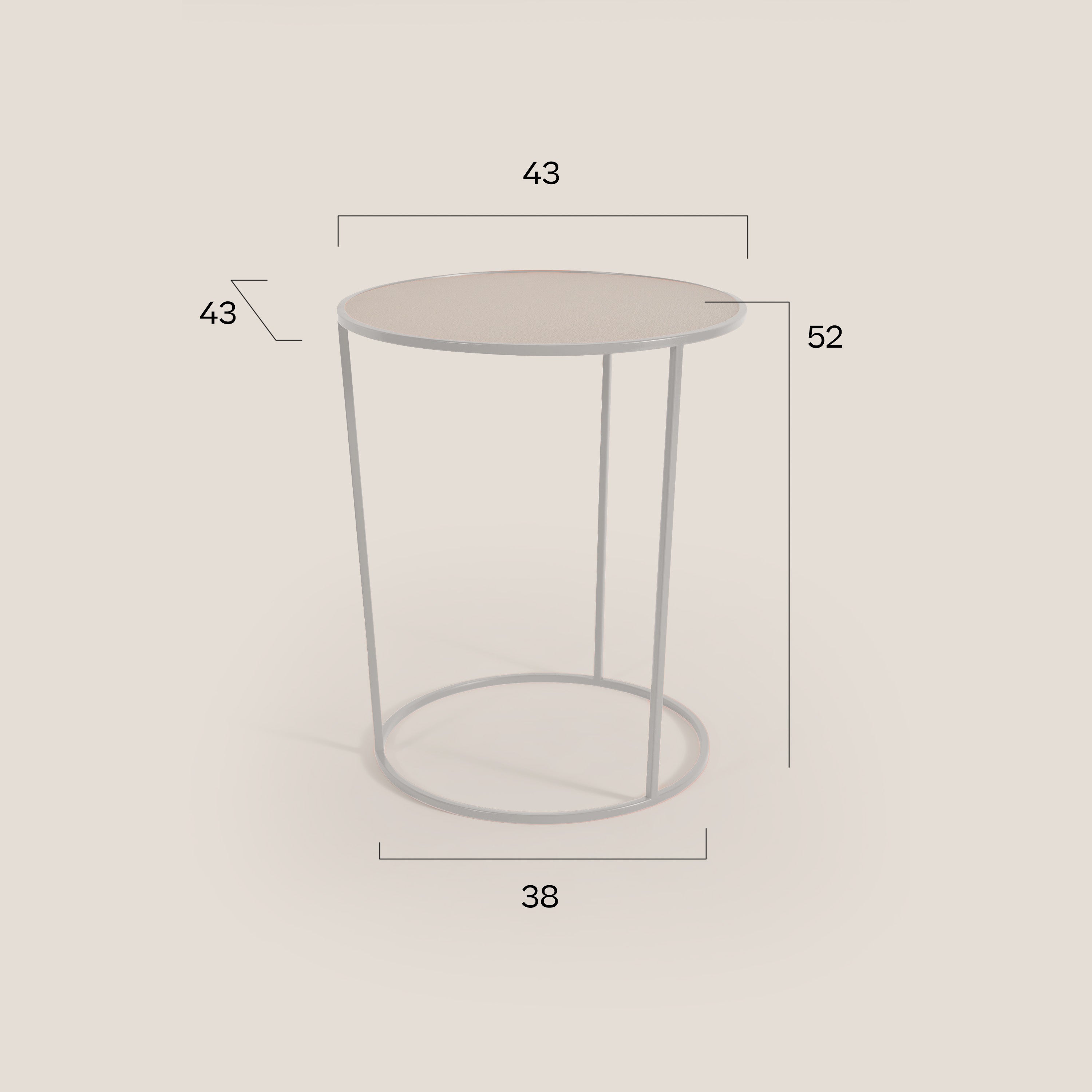 Costance tavolino rotondo da salotto con piano in pelle fiore melaminico - divani.store