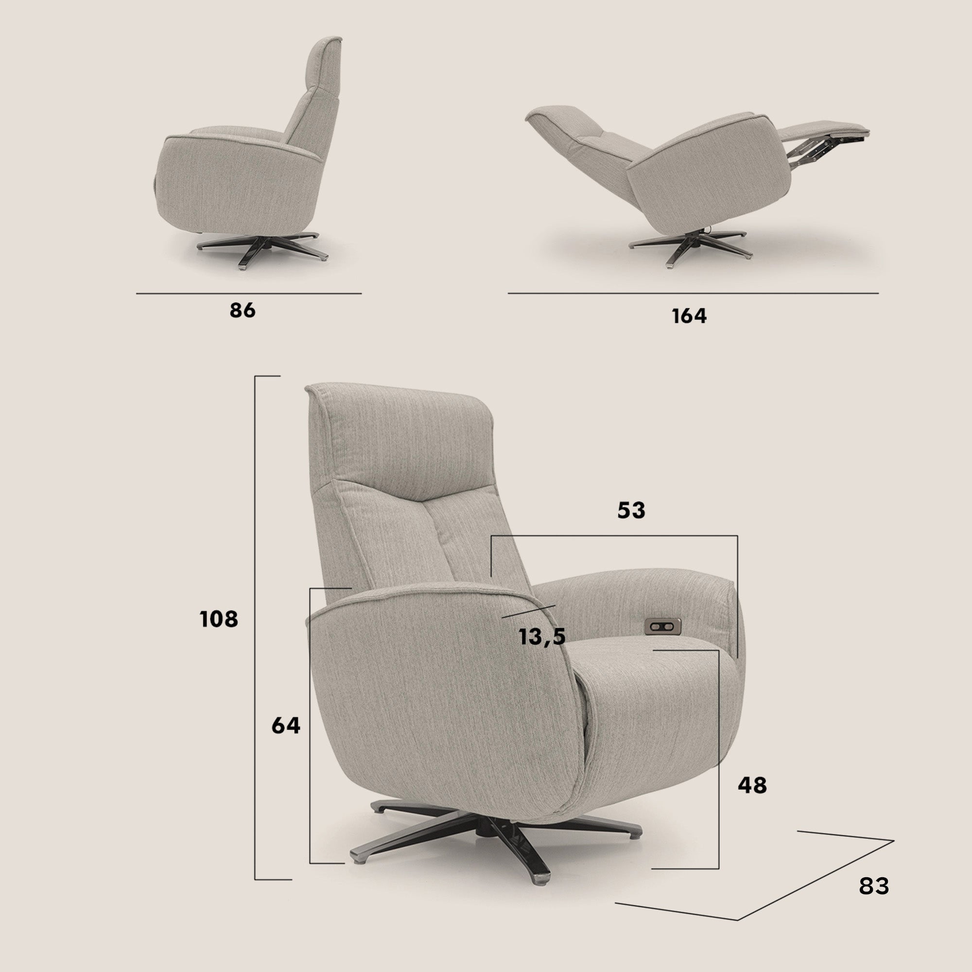 EVA Poltroncina RELAX in morbido tessuto impermeabile T02 beige - divani.store