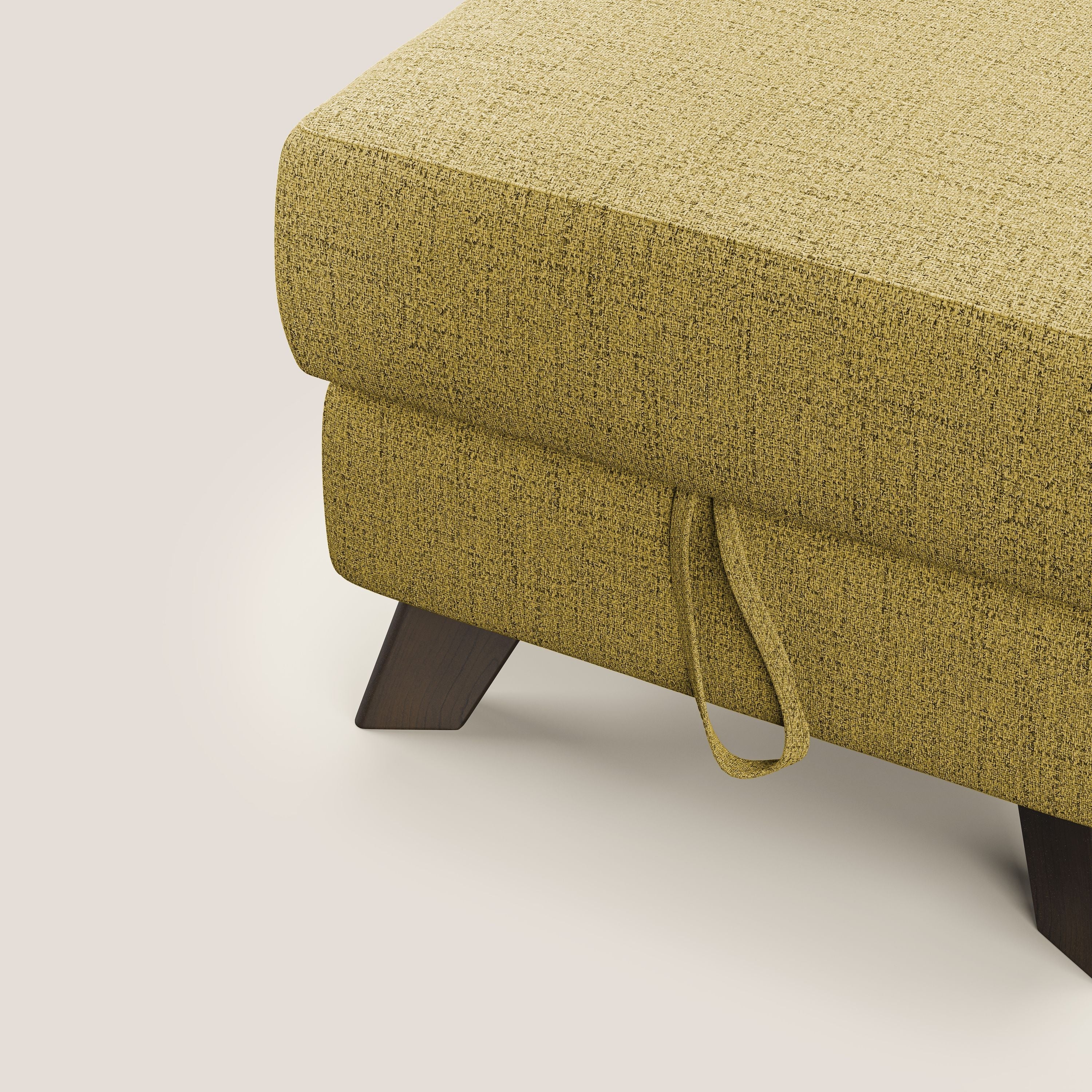 Moon Pouf contenitore e piedini alti in tessuto morbido impermeabile fiammato T03 giallo - divani.store