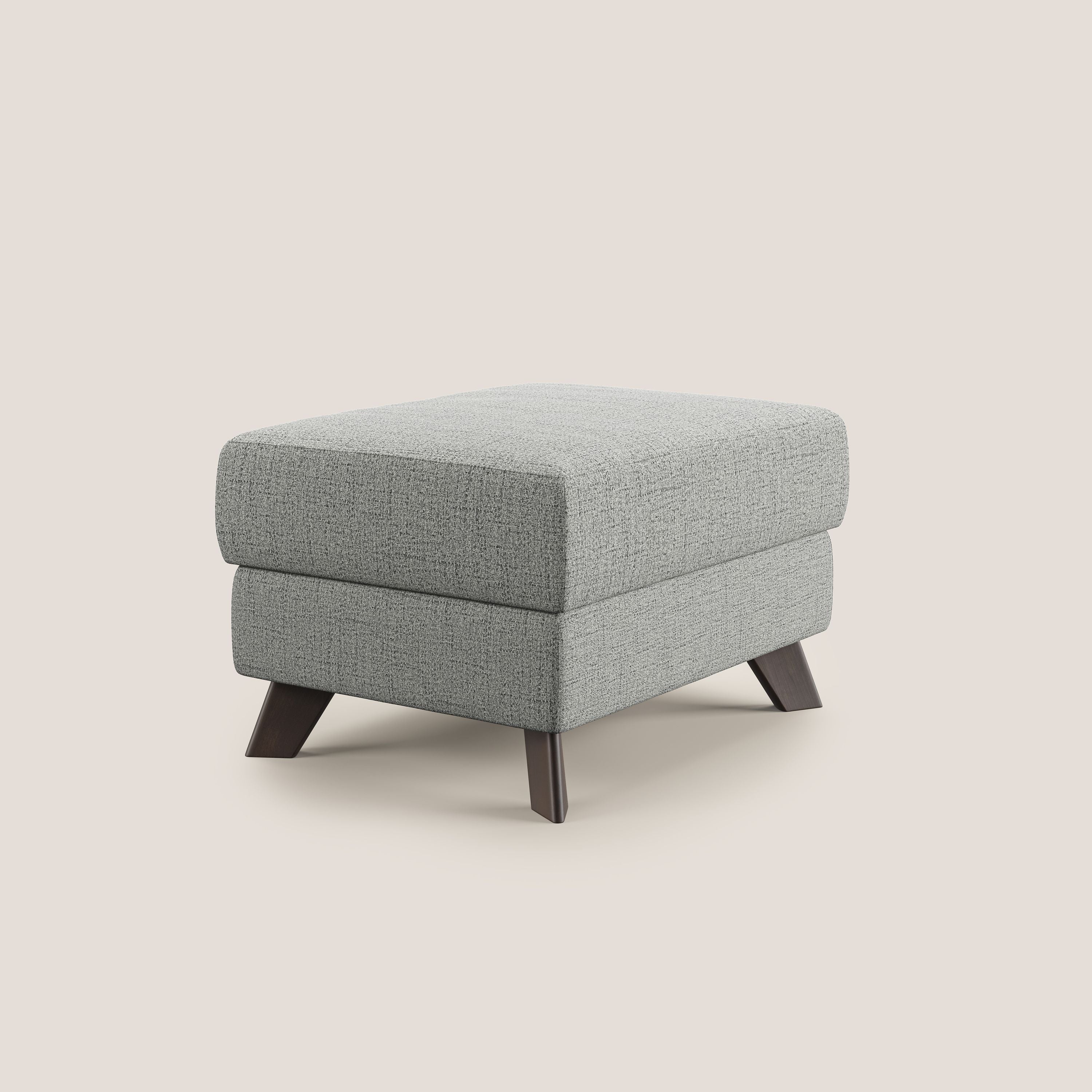 Moon Pouf contenitore e piedini alti in tessuto morbido impermeabile fiammato T03 grigio chiaro - divani.store