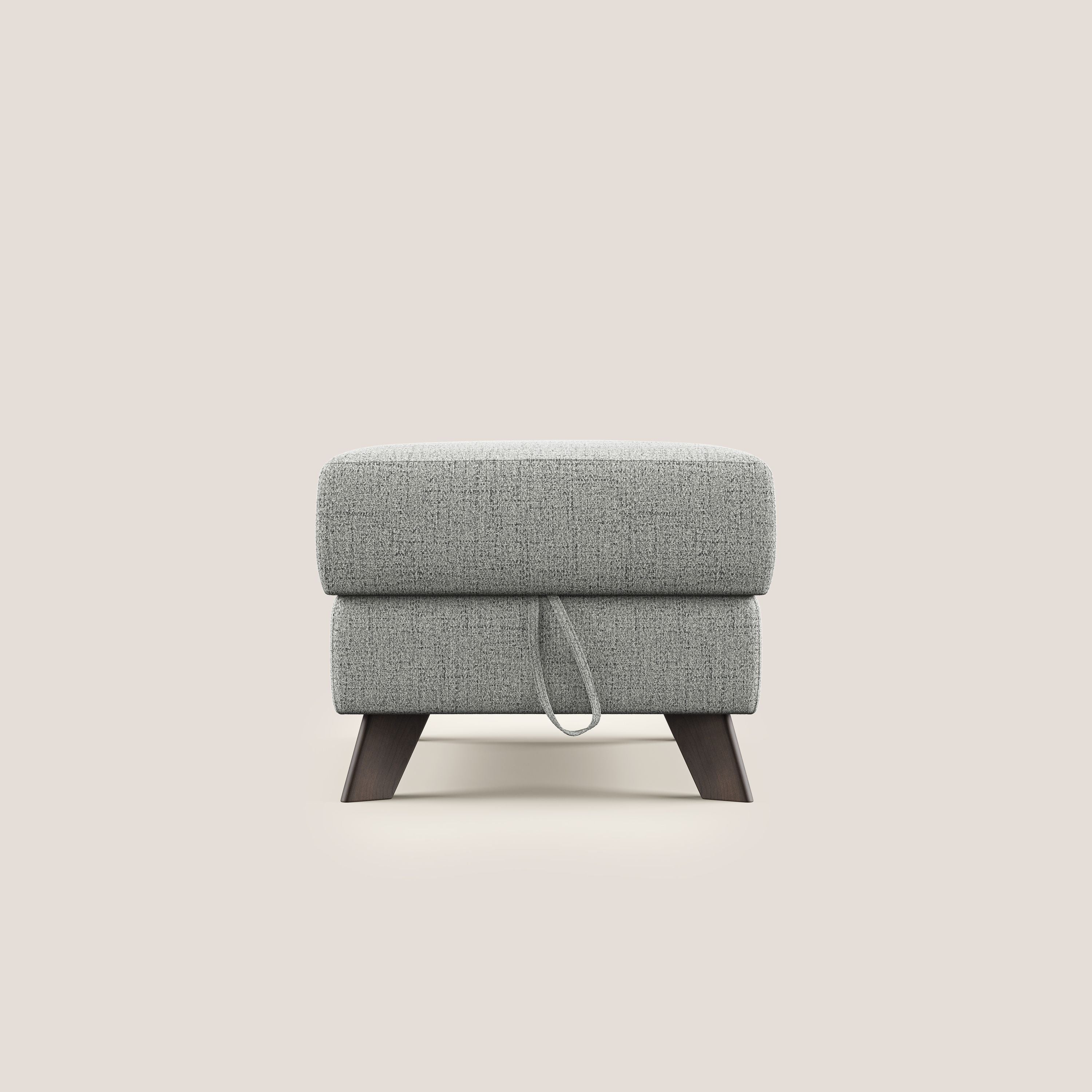 Moon Pouf contenitore e piedini alti in tessuto morbido impermeabile fiammato T03 grigio chiaro - divani.store