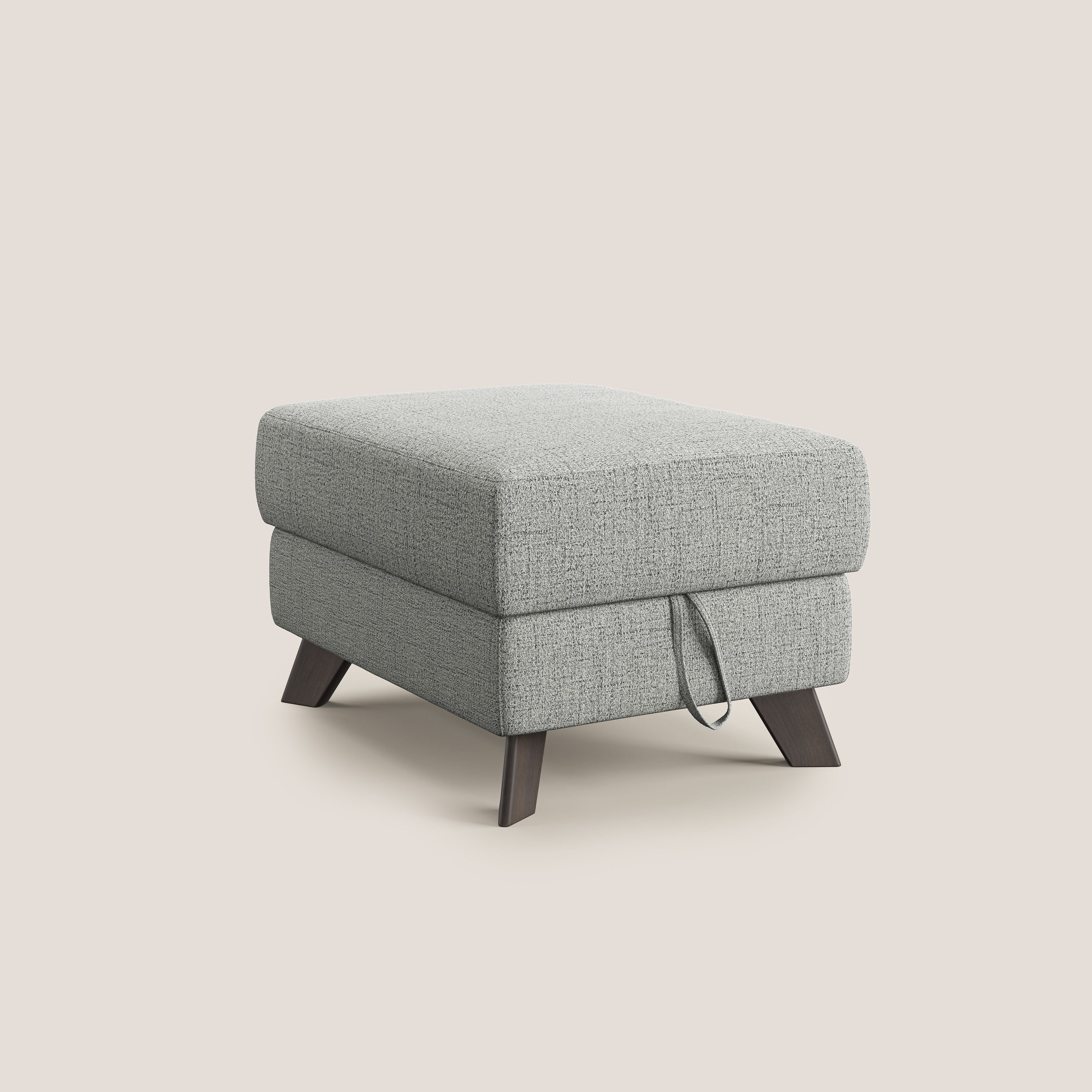 Moon Pouf contenitore e piedini alti in tessuto morbido impermeabile fiammato T03 grigio chiaro - divani.store