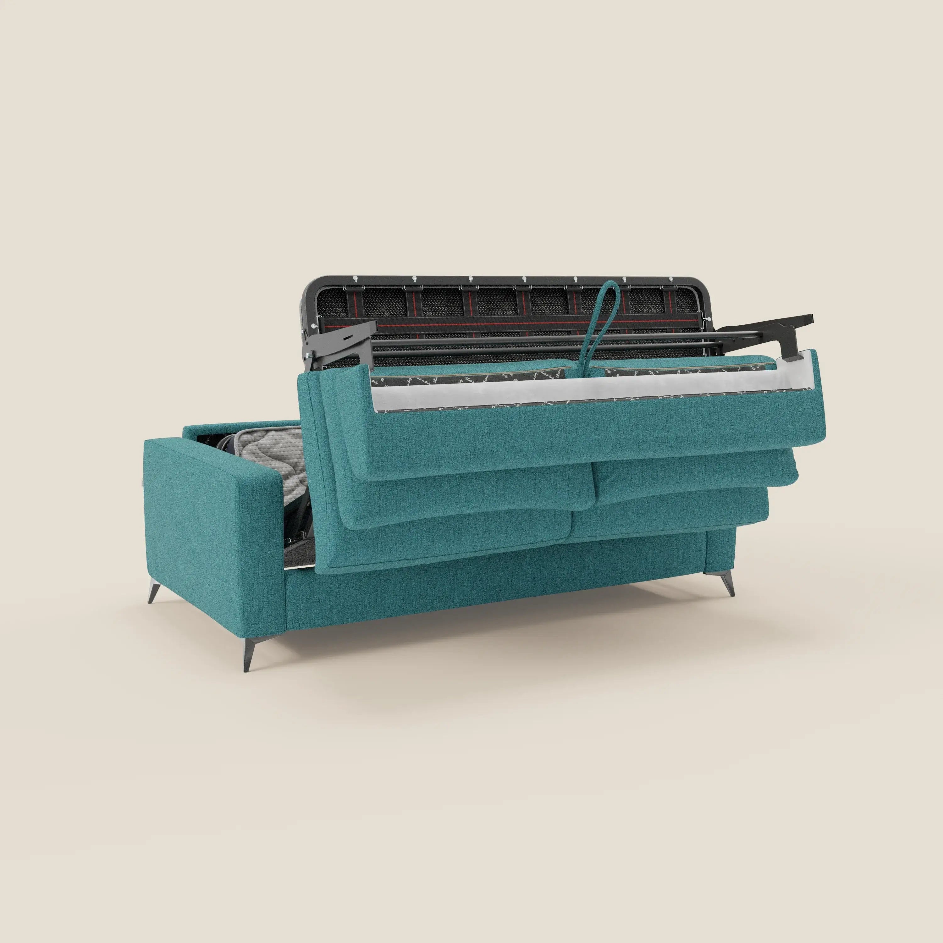 Alaya Schlafsofa mit weichen Kissen aus wasserfestem Stoff T03 hellblau