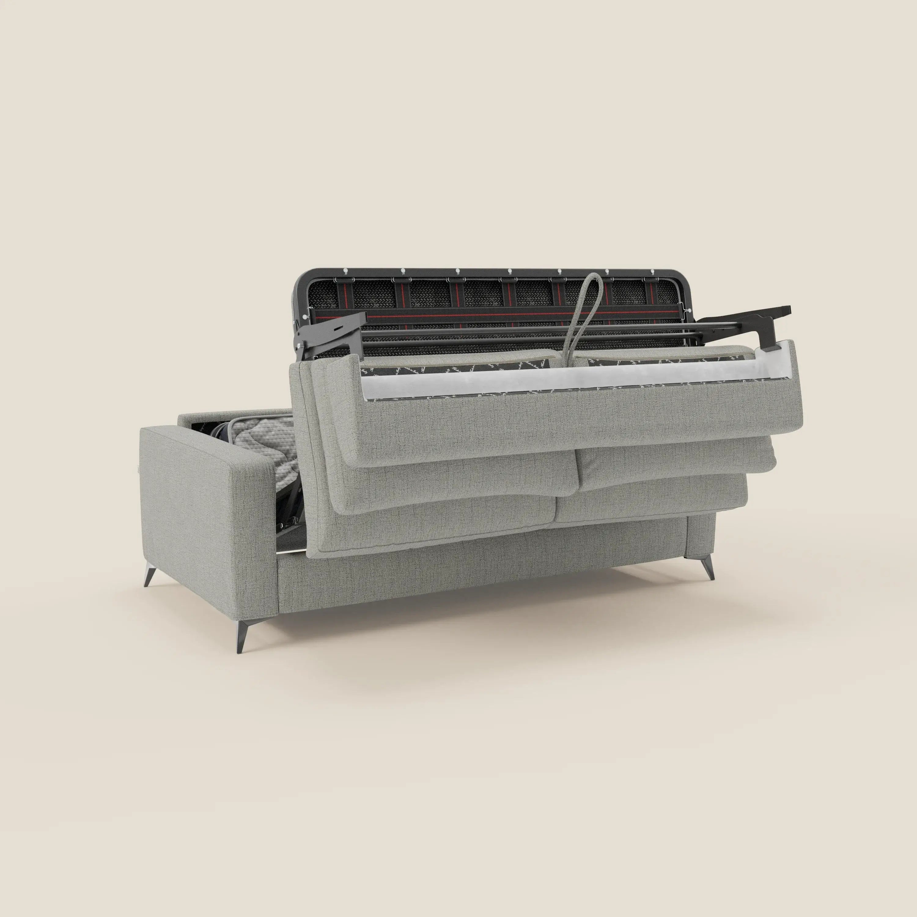 Alaya Schlafsofa mit weichen Kissen aus wasserfestem Stoff T03 hellgrau