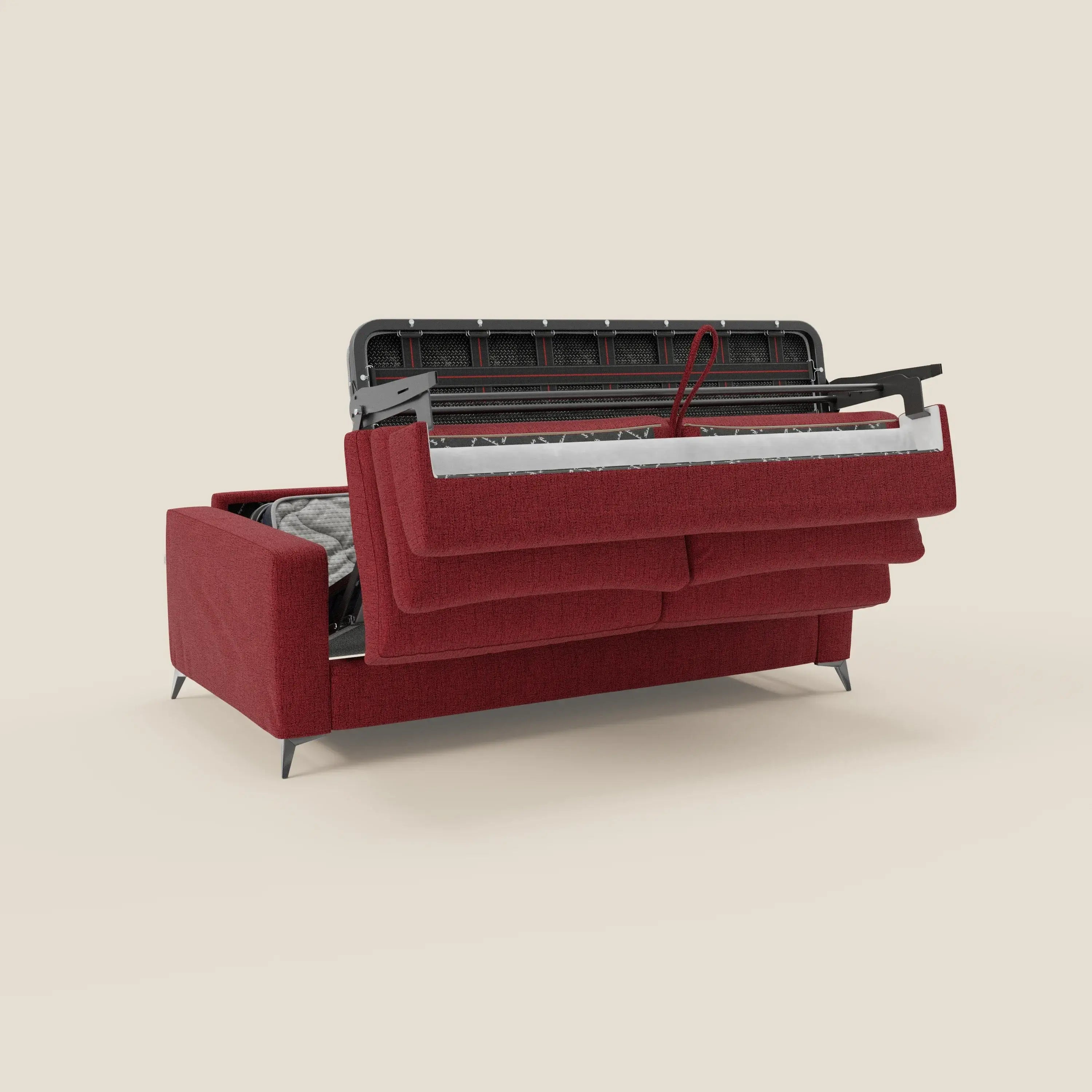Alaya Schlafsofa mit weichen Kissen aus wasserfestem Stoff T03 rot