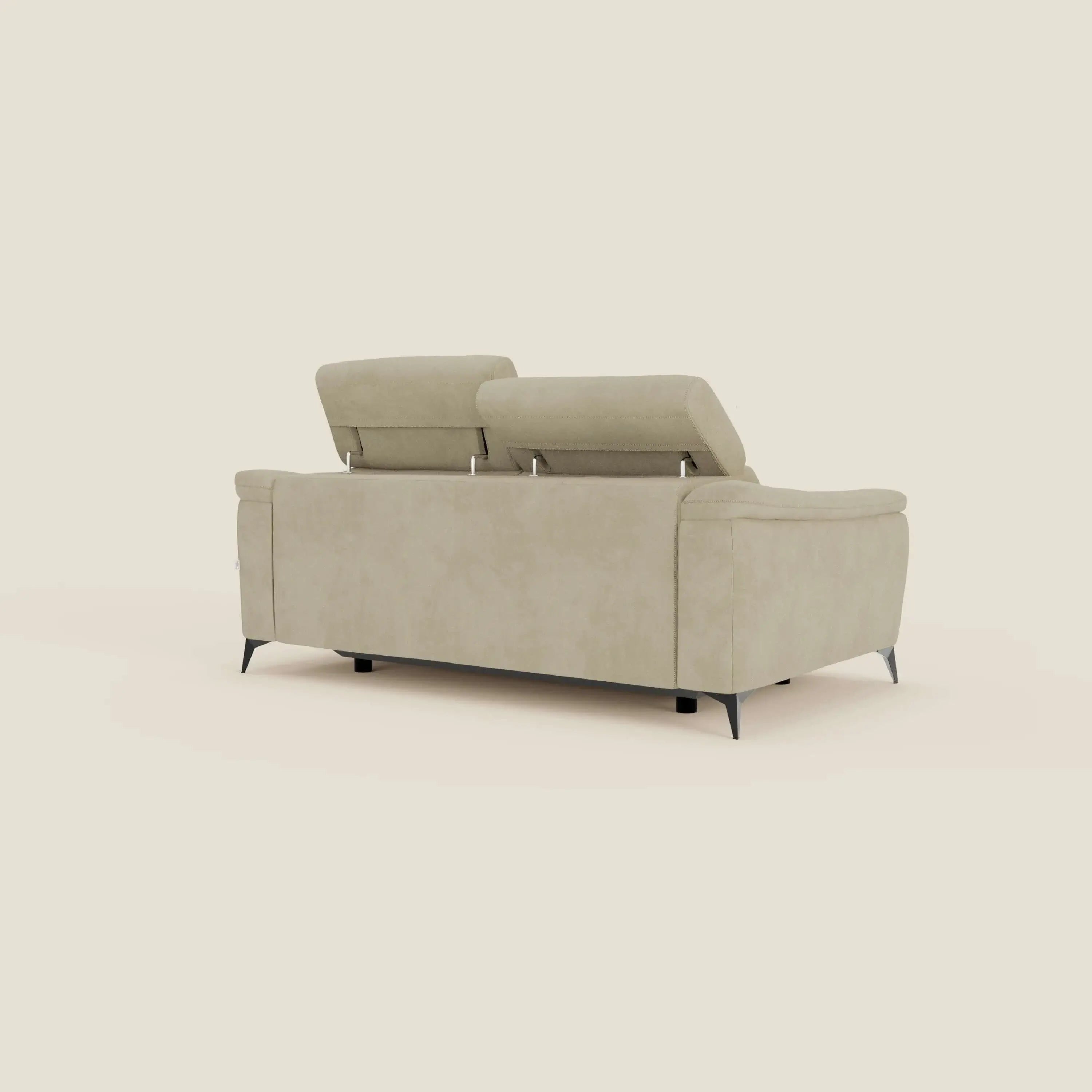 Arcos 3-Sitzer-Sofa – hohe Füße und verstellbare Kopfstützen aus wasserabweisender Mikrofaser T11 beige