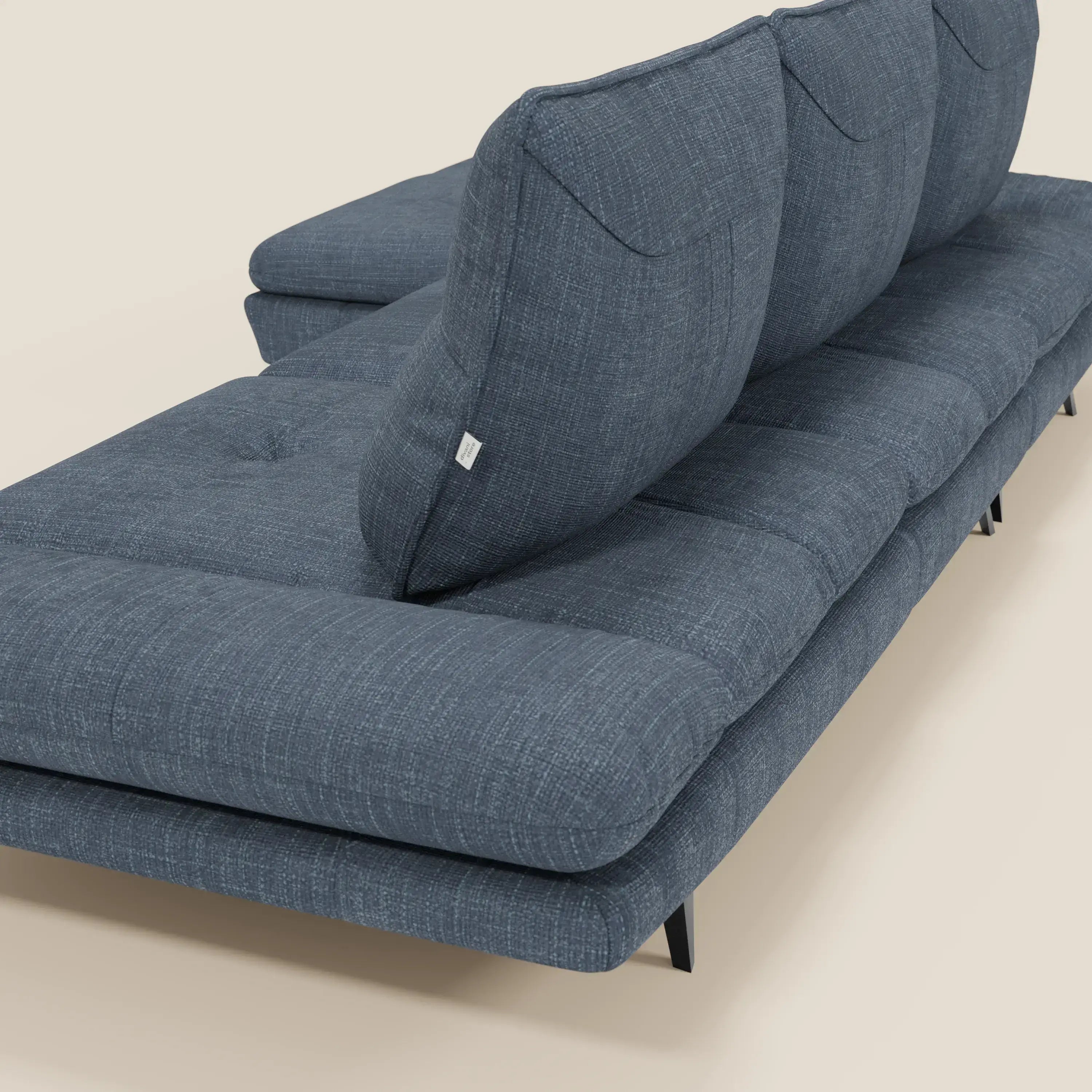 Ardex Sofa mit Halbinsel – verschiebbare Rückenlehnen und verstellbare Armlehnen aus elegantem, wasserfestem Stoff T06 blau