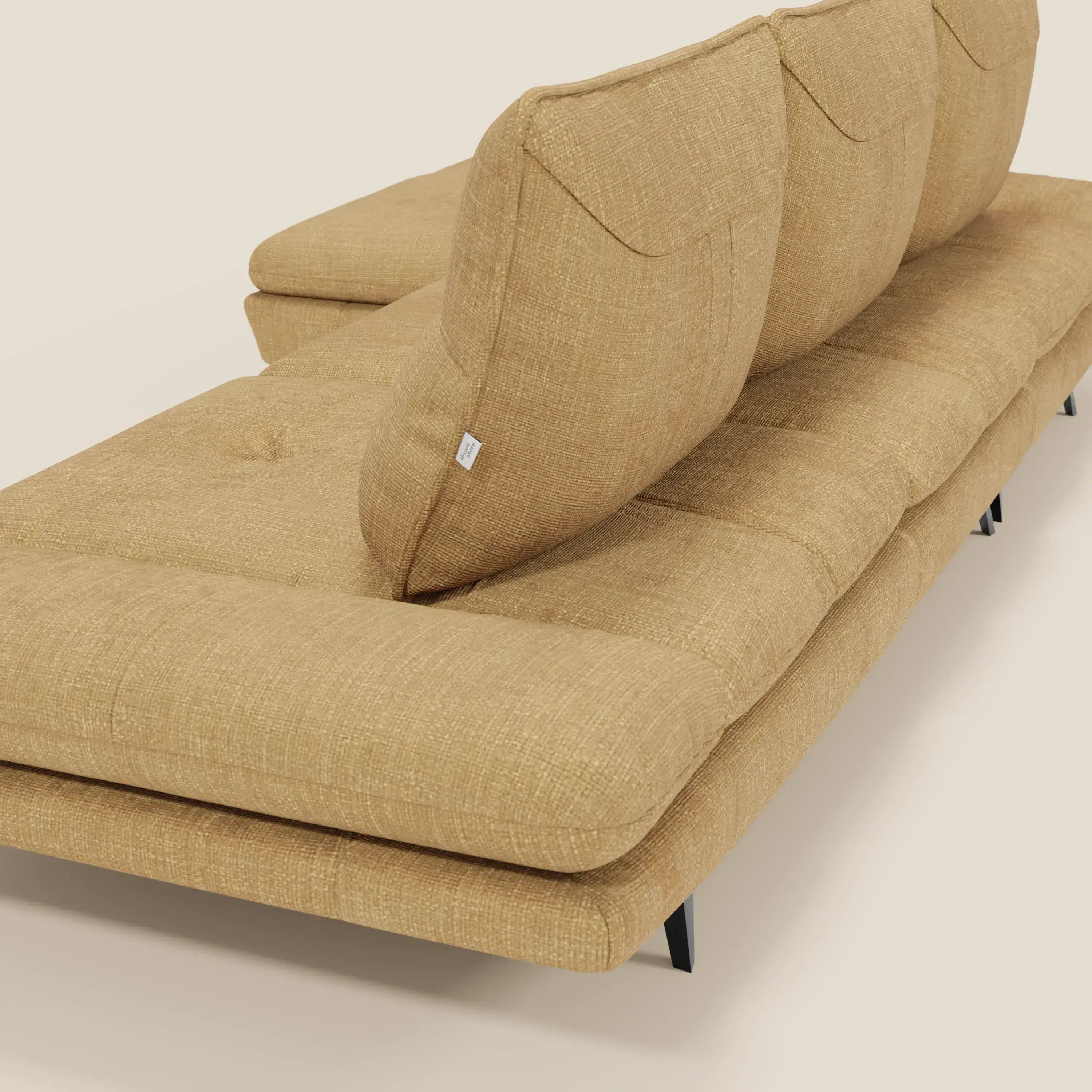 Ardex Sofa mit Halbinsel – verschiebbare Rückenlehnen und verstellbare Armlehnen aus elegantem, wasserfestem Stoff T06 gelb