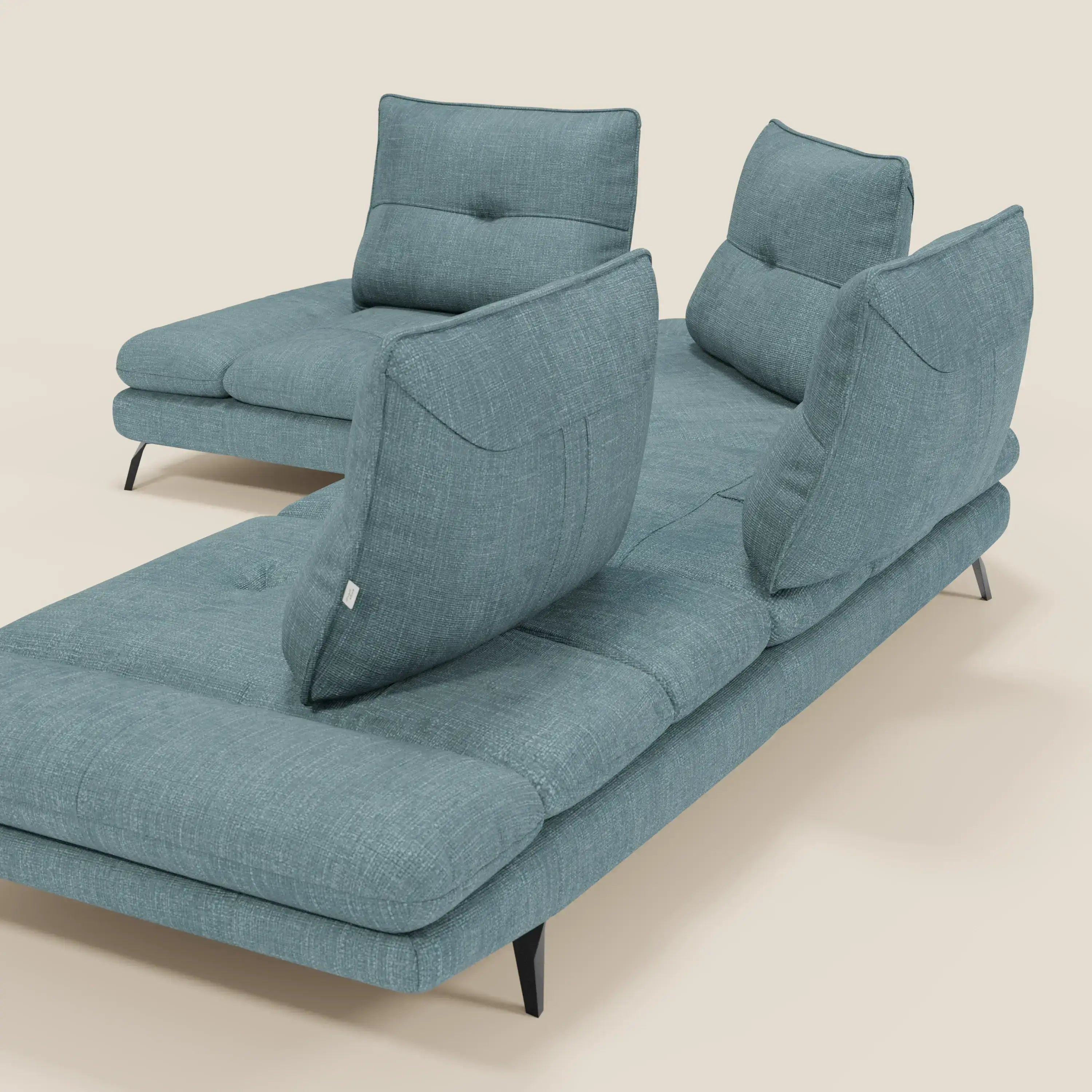 Ardex Ecksofa – verschiebbare Rückenlehnen und verstellbare Armlehnen aus elegantem, wasserfestem Stoff T06 hellblau