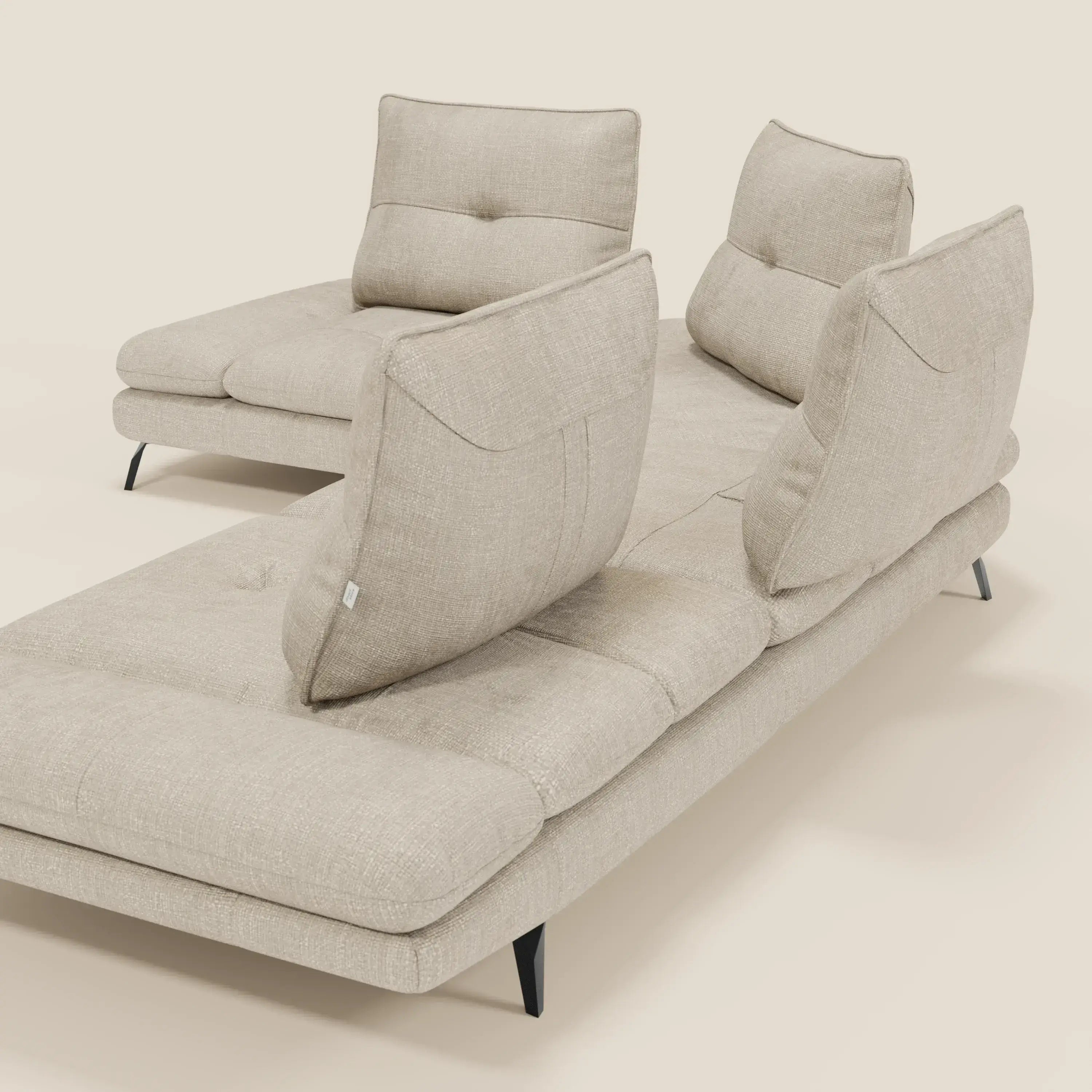 Ardex Ecksofa – verschiebbare Rückenlehnen und verstellbare Armlehnen aus elegantem, wasserfestem Stoff T06 creme