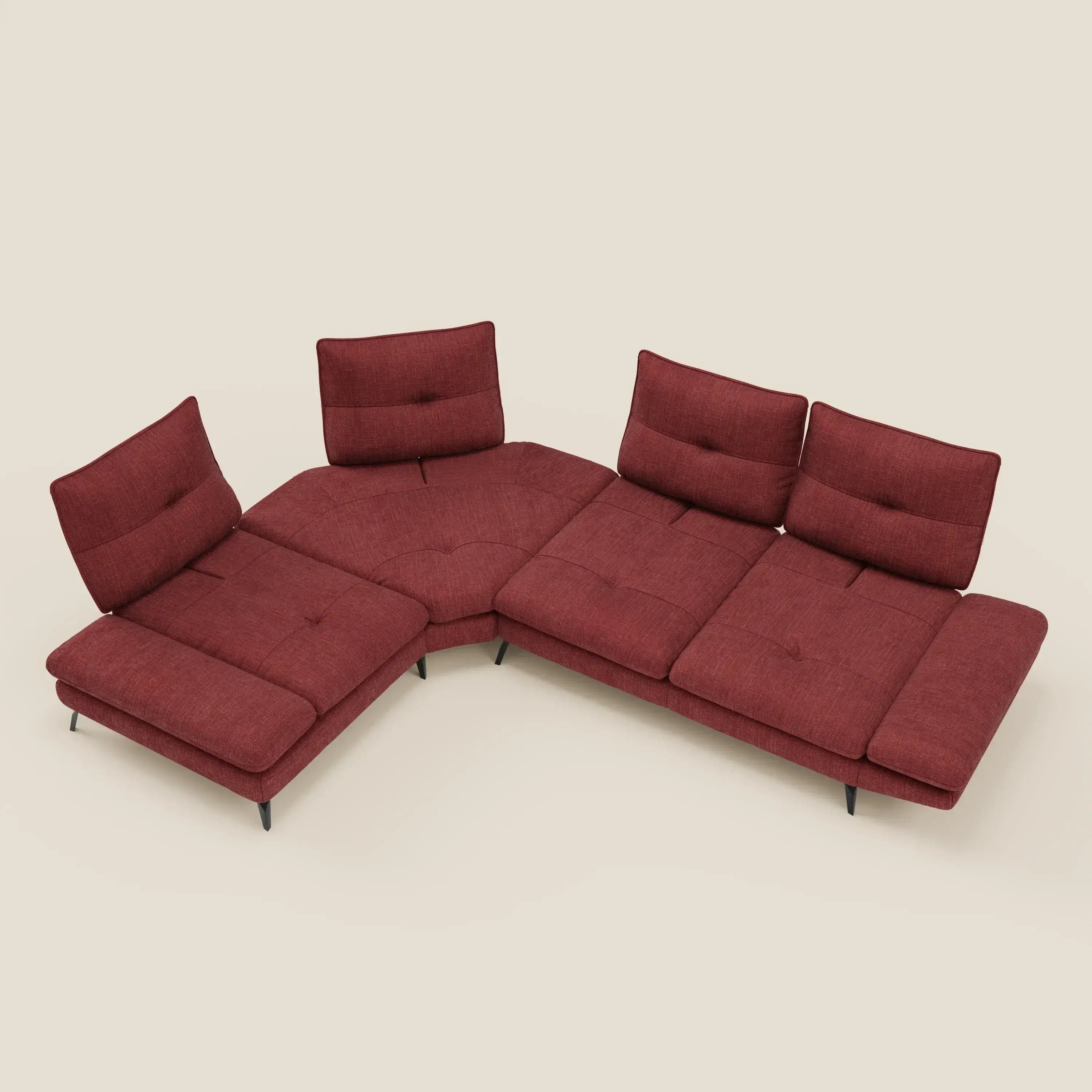 Ardex Ecksofa – verschiebbare Rückenlehnen und verstellbare Armlehnen aus elegantem, wasserfestem Stoff T06 rot