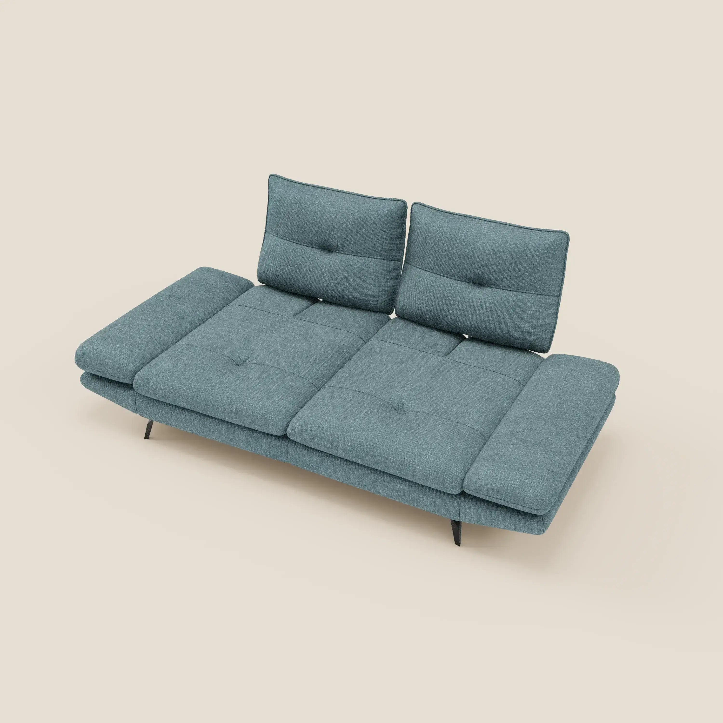 Ardex 3-Sitzer-Sofa mit verschiebbaren Rückenlehnen und verstellbaren Armlehnen aus weichem, wasserfestem Stoff T06 hellblau