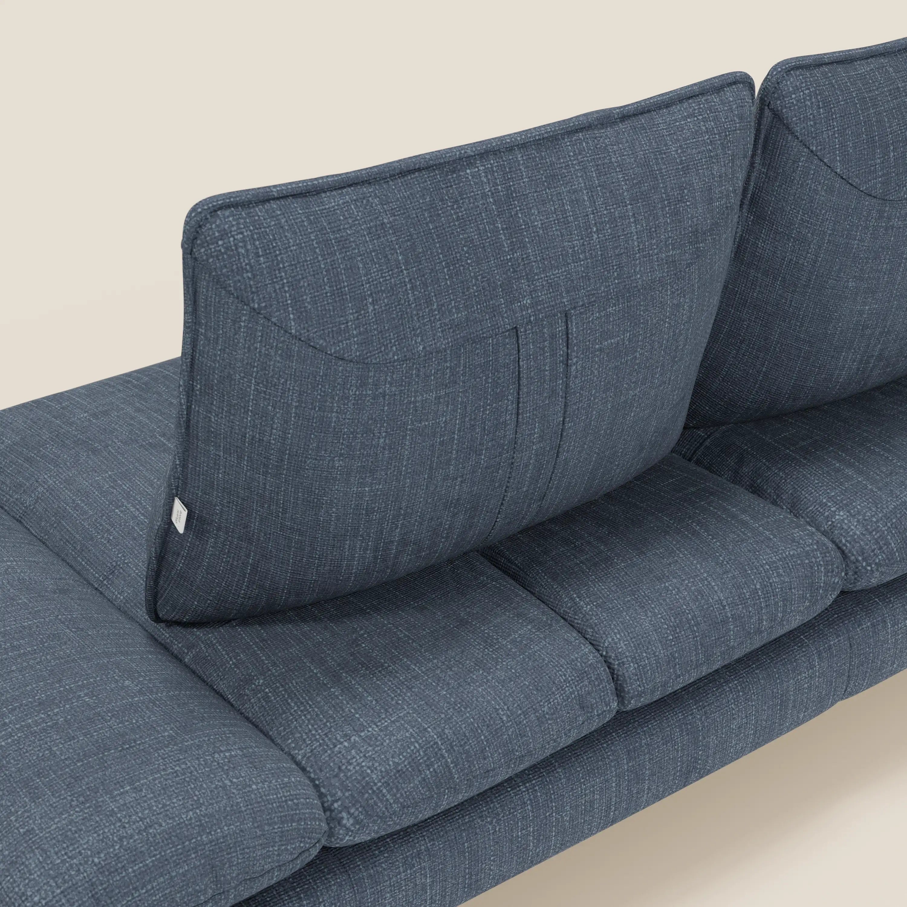 Ardex 3-Sitzer-Sofa mit verschiebbaren Rückenlehnen und verstellbaren Armlehnen aus weichem, wasserfestem Stoff T06 blau