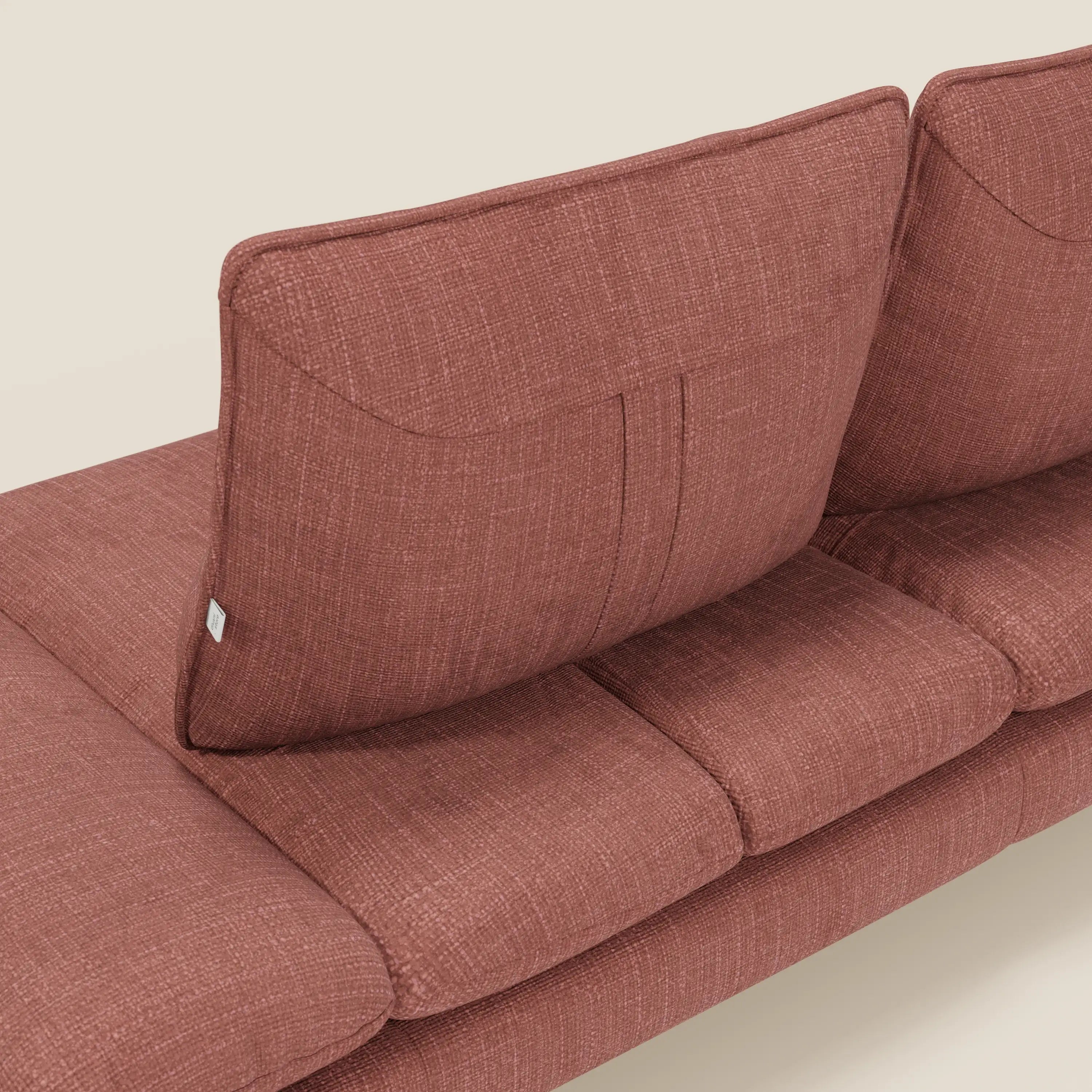 Ardex 3-Sitzer-Sofa mit verschiebbaren Rückenlehnen und verstellbaren Armlehnen aus weichem, wasserfestem Stoff T06 koralle