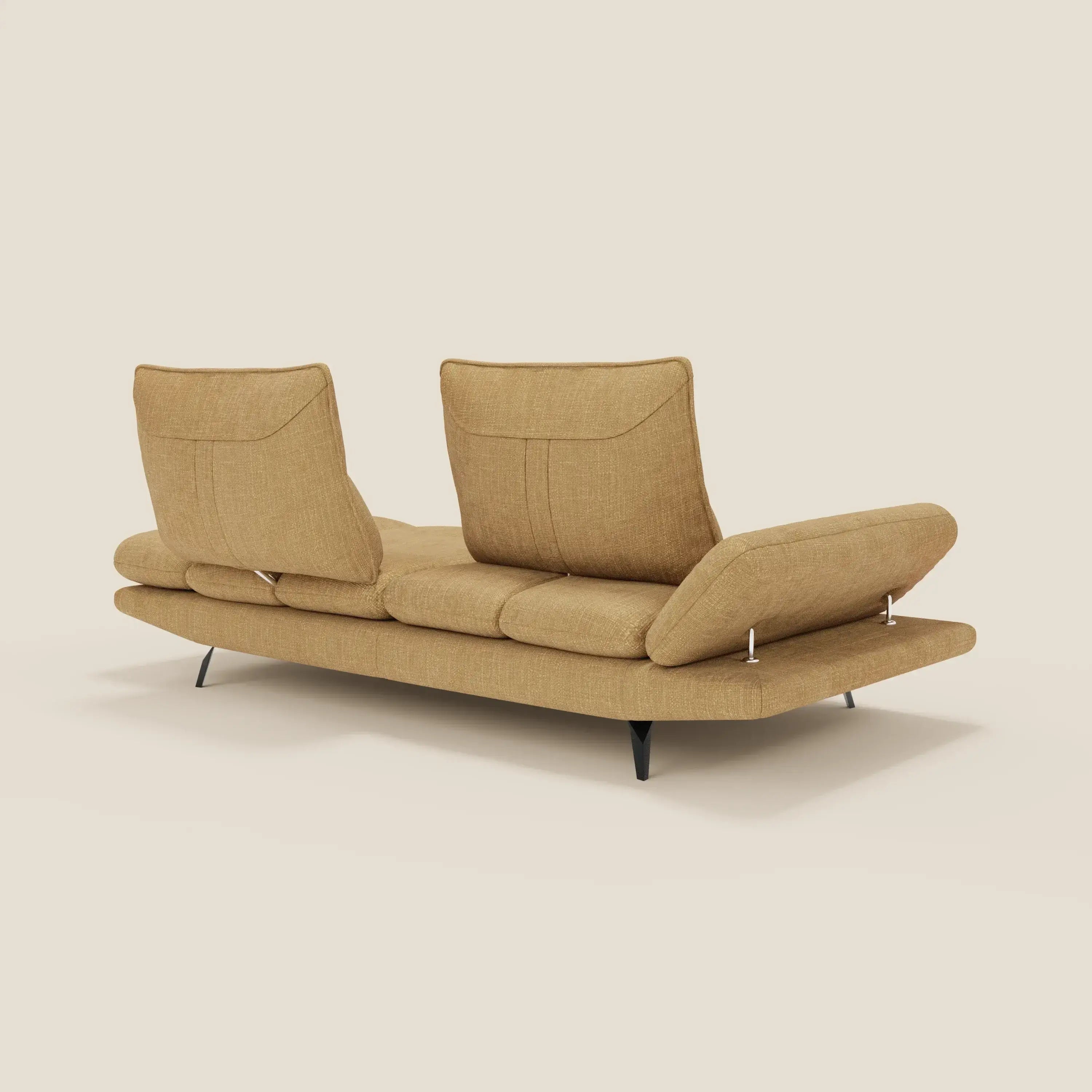 Ardex 3-Sitzer-Sofa mit verschiebbaren Rückenlehnen und verstellbaren Armlehnen aus weichem, wasserfestem Stoff T06 gelb