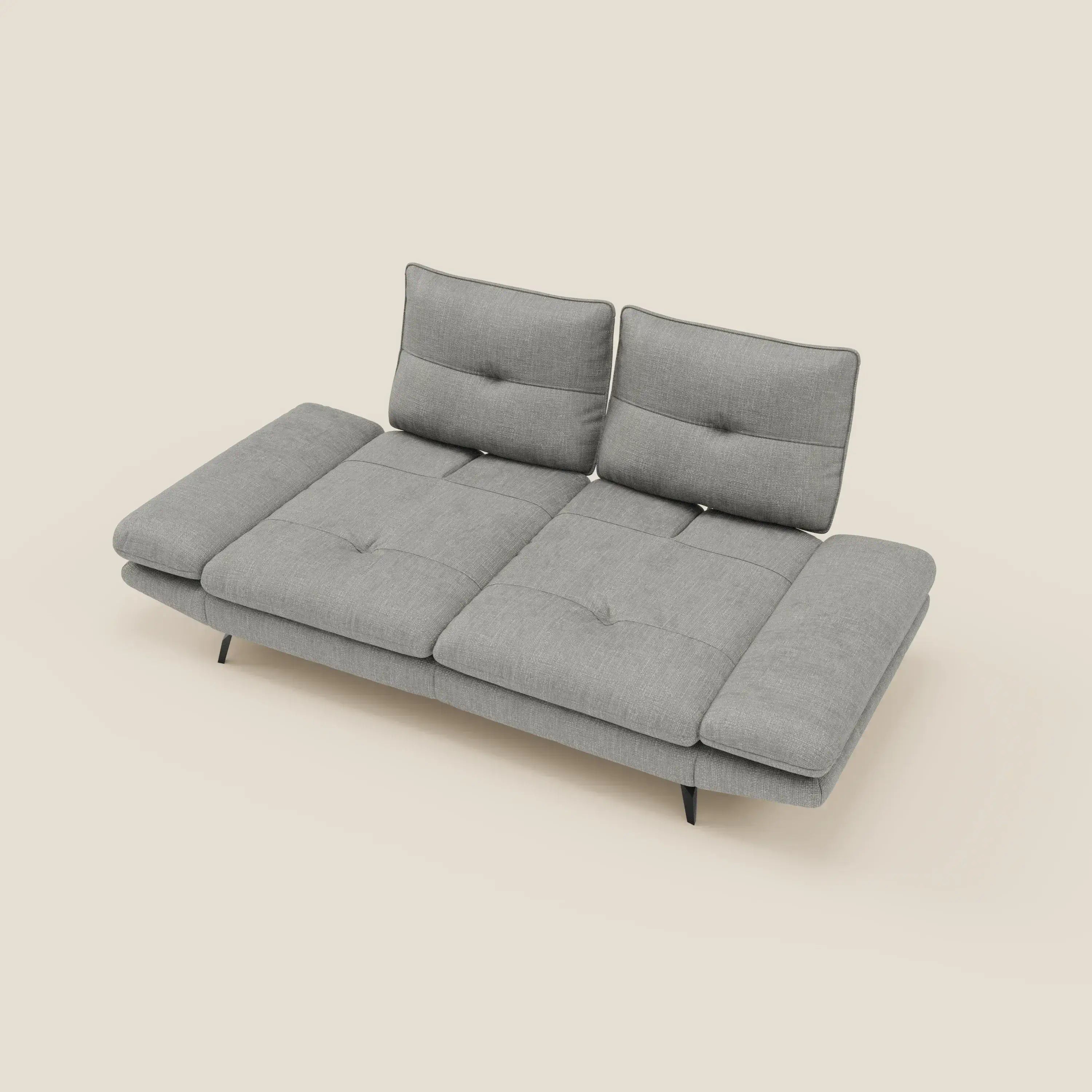 Ardex 3-Sitzer-Sofa mit verschiebbaren Rückenlehnen und verstellbaren Armlehnen aus weichem, wasserfestem Stoff T06 grau