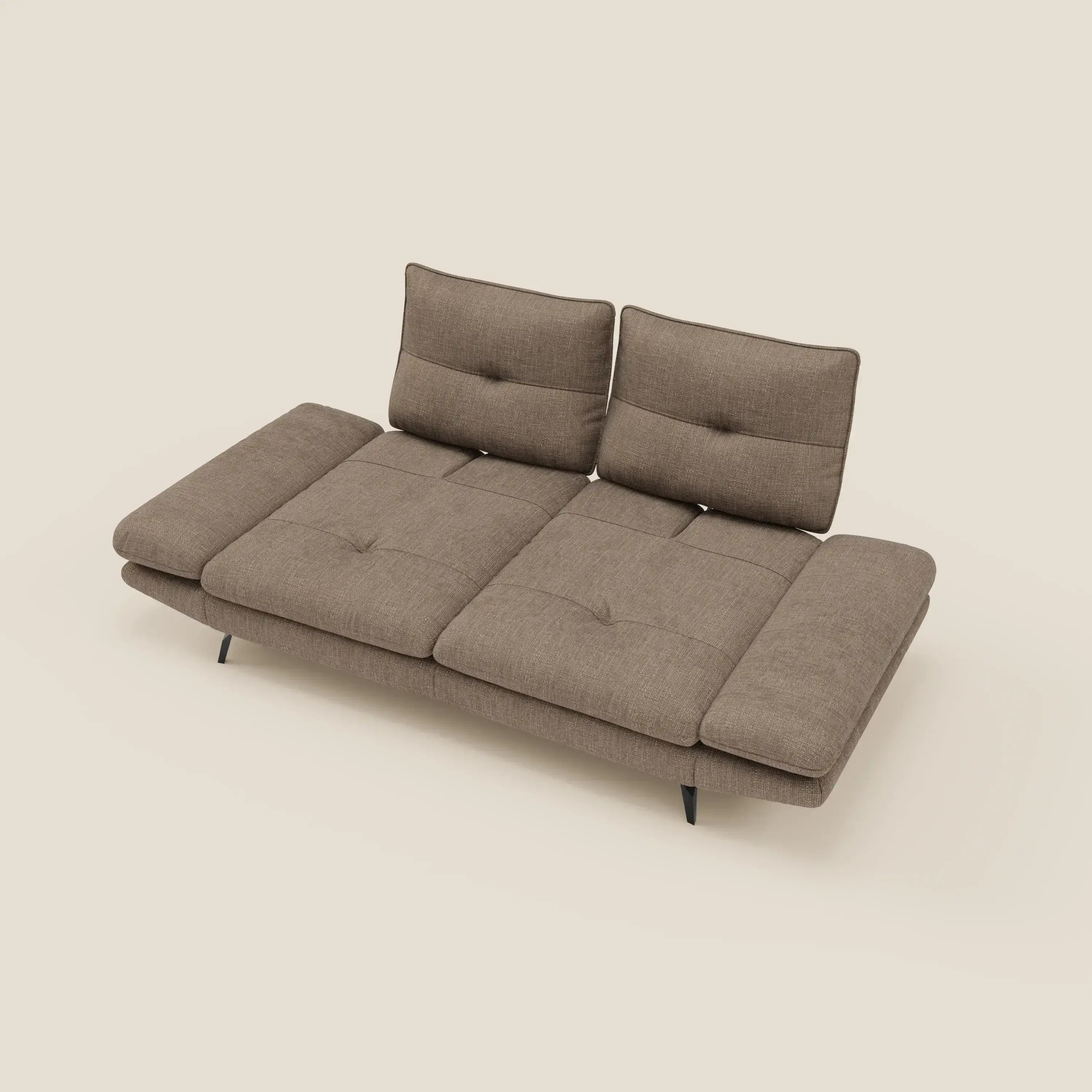 Ardex 3-Sitzer-Sofa mit verschiebbaren Rückenlehnen und verstellbaren Armlehnen aus weichem, wasserfestem Stoff T06 braun