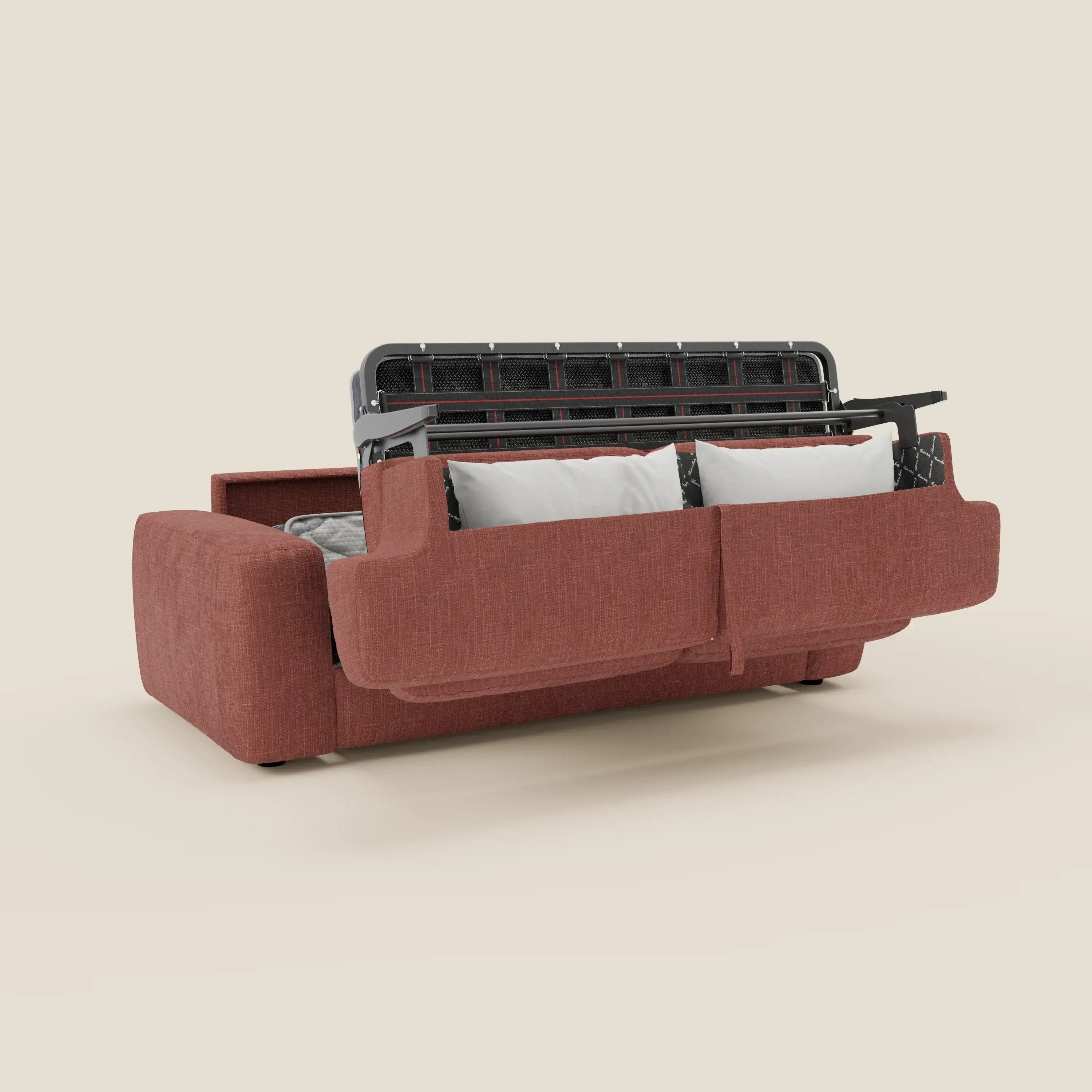 Cloud Schlafsofa mit 17 cm dicker Matratze und weichen Kissen aus wasserfestem Stoff T06 koralle