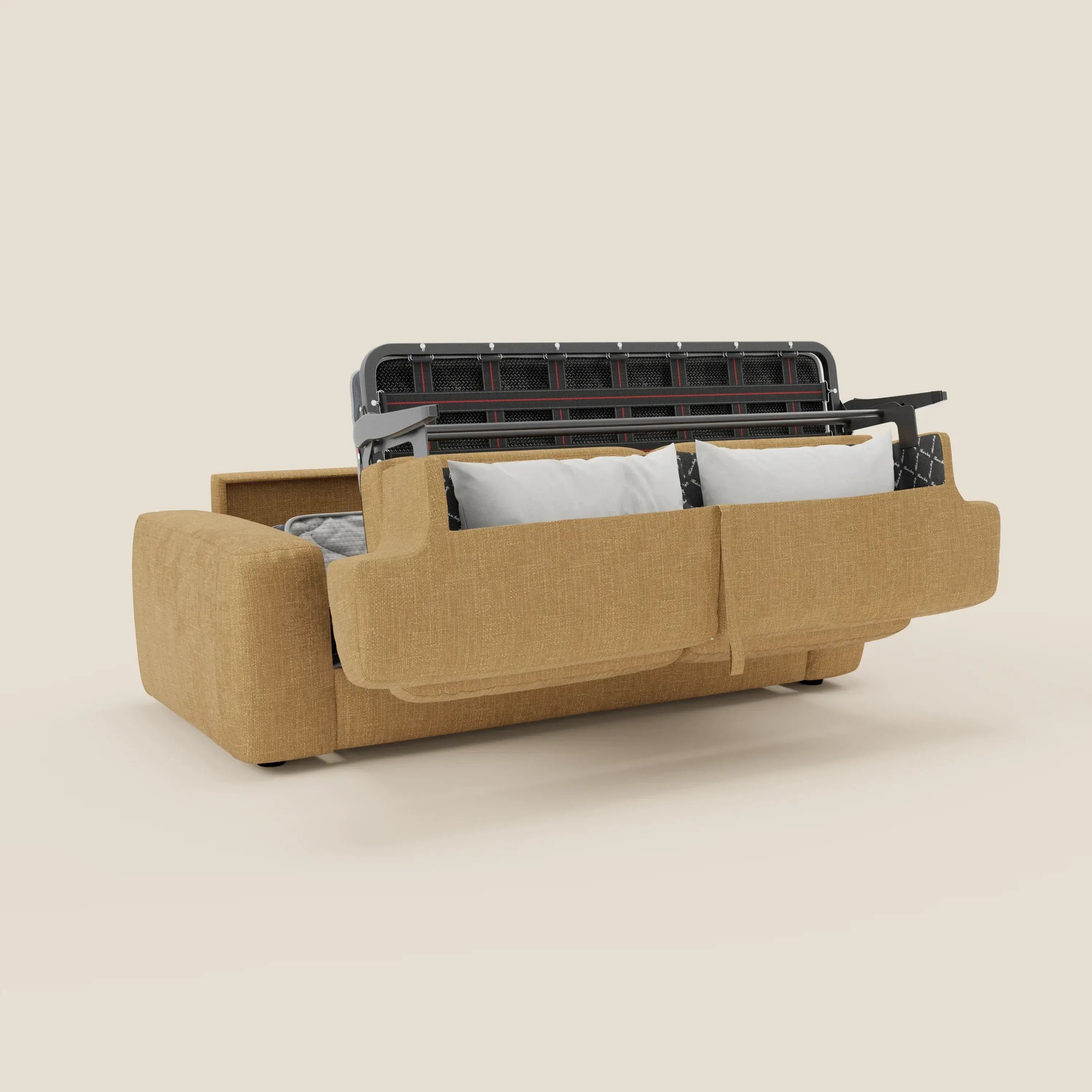 Cloud Schlafsofa mit 17 cm dicker Matratze und weichen Kissen aus wasserfestem Stoff T06 gelb