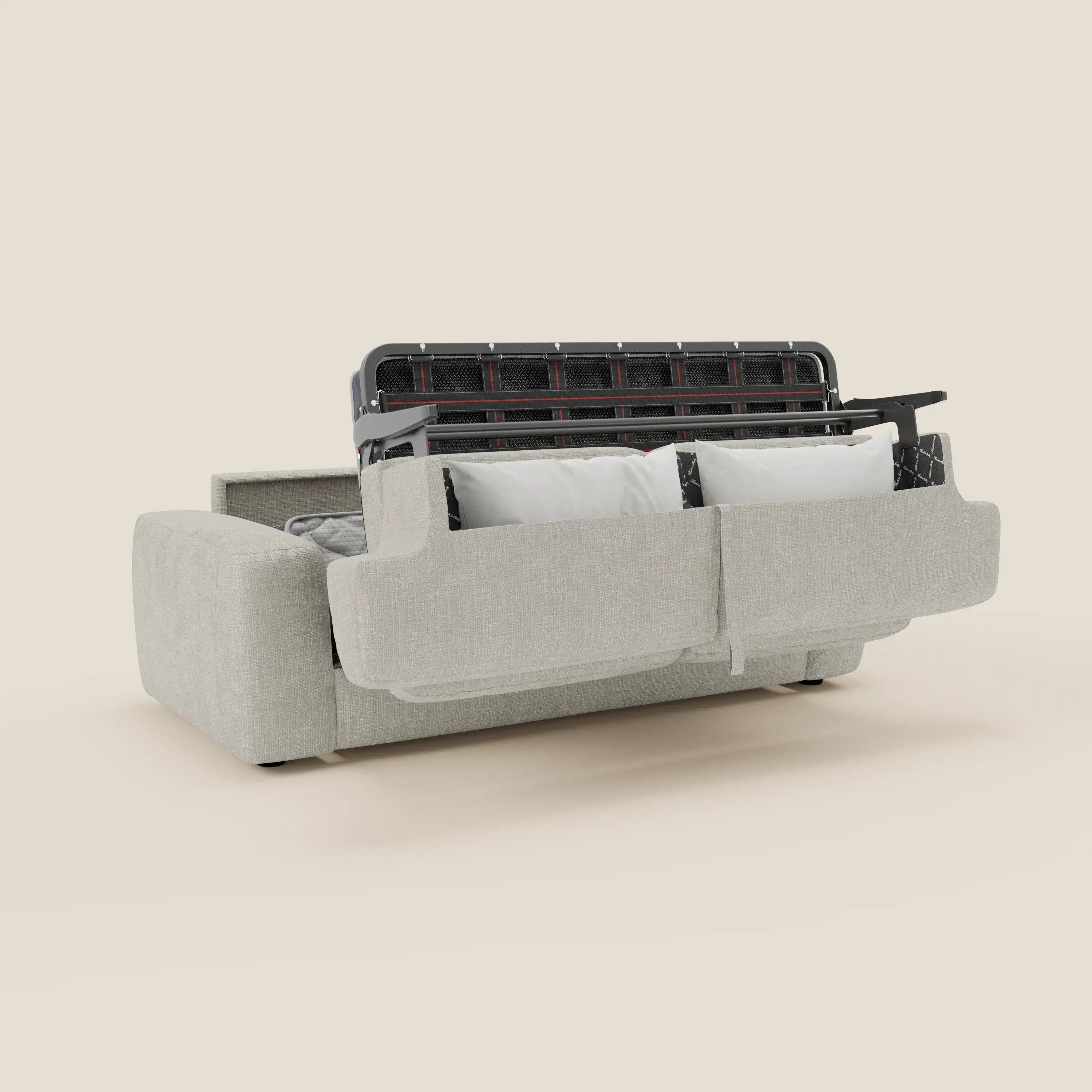 Cloud Schlafsofa mit 17 cm dicker Matratze und weichen Kissen aus wasserfestem Stoff T06 hellgrau