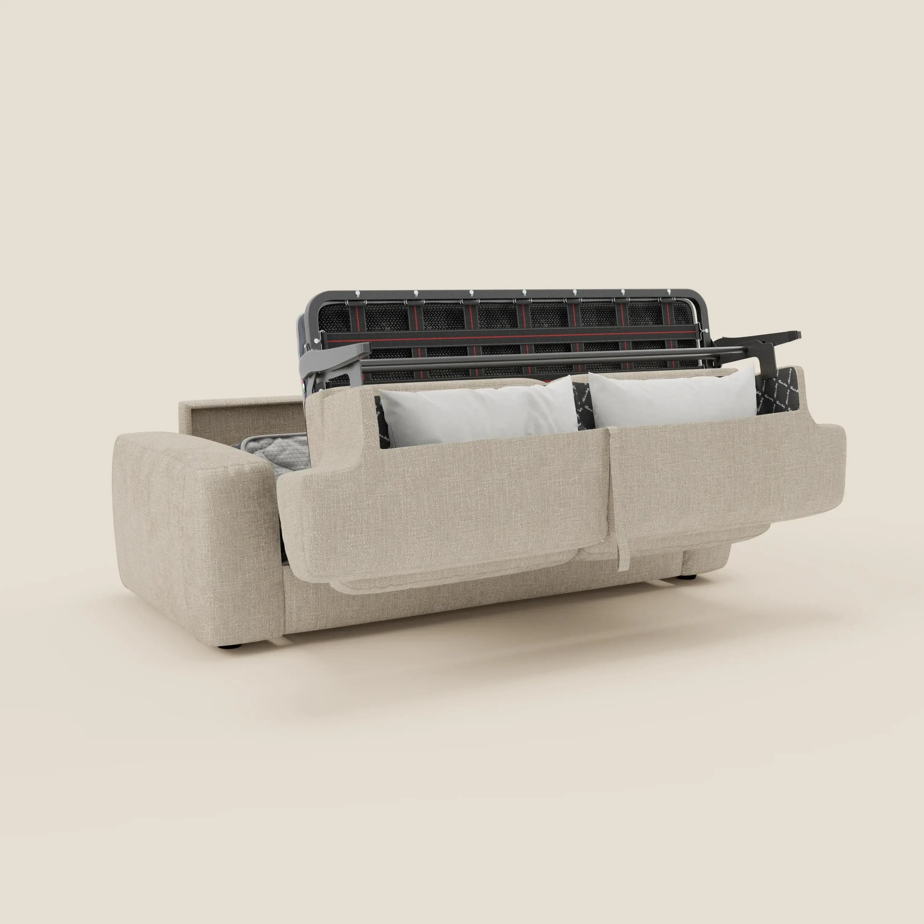 Cloud Schlafsofa mit 17 cm dicker Matratze und weichen Kissen aus wasserfestem Stoff T06 creme