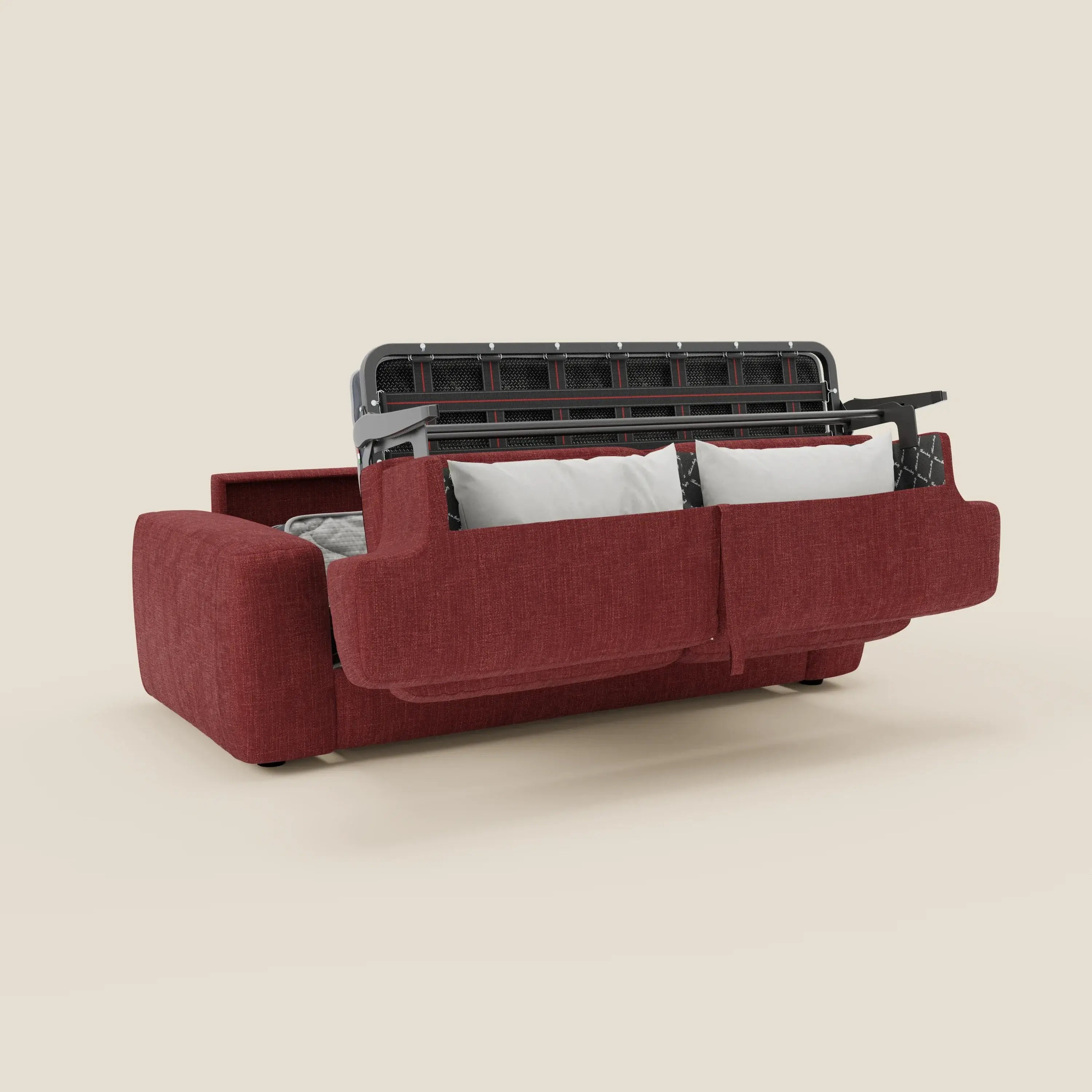 Cloud Schlafsofa mit 17 cm dicker Matratze und weichen Kissen aus wasserfestem Stoff T06 rot