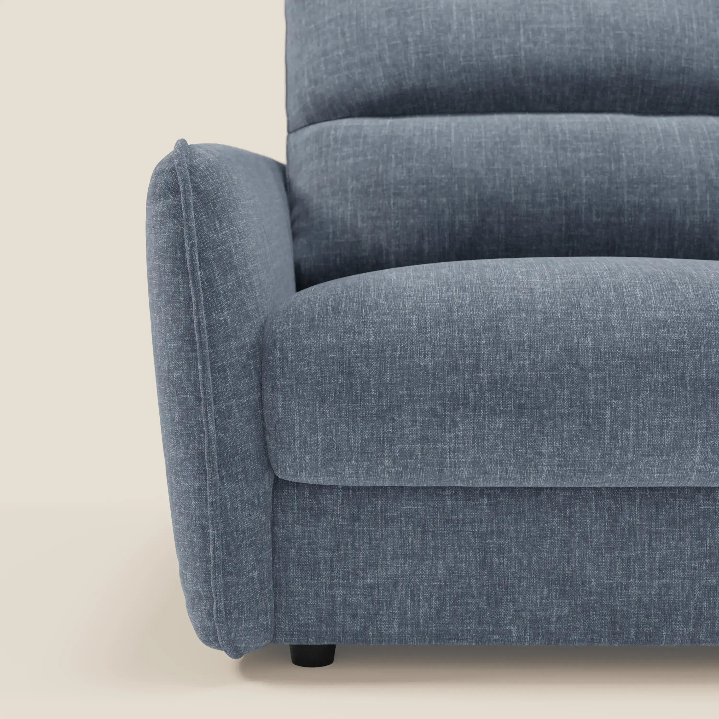 Elios Schlafsofa mit weichen Rückenkissen aus abwaschbarem Stoff T24 schieferblau